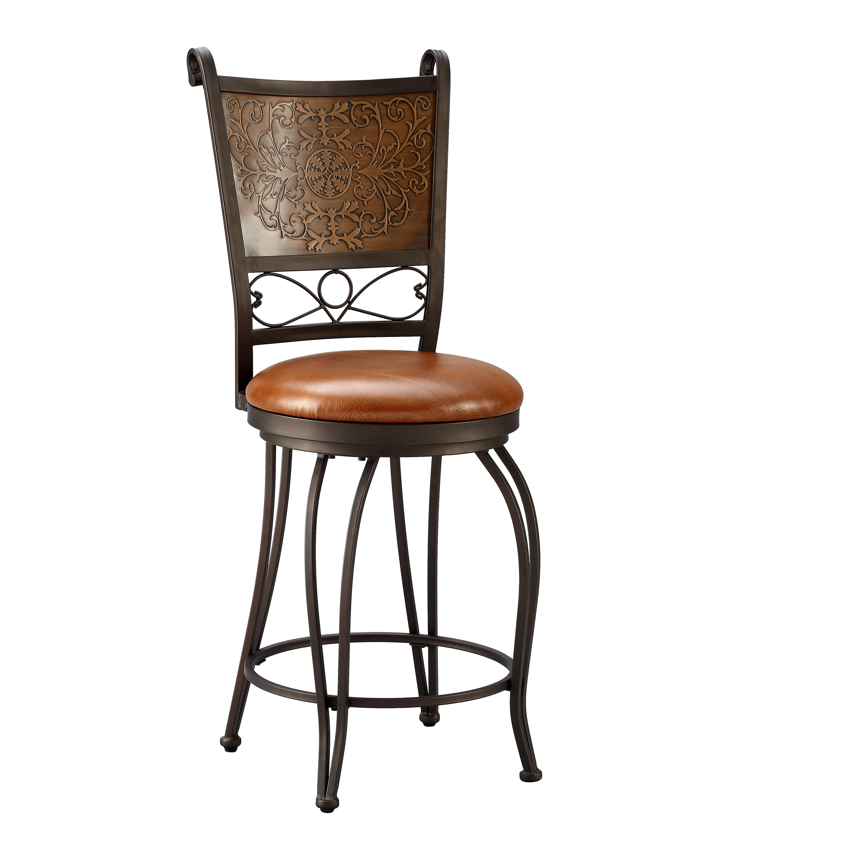 Powell Furniture Bernet Rust Copper Stamped Counter Height Stool