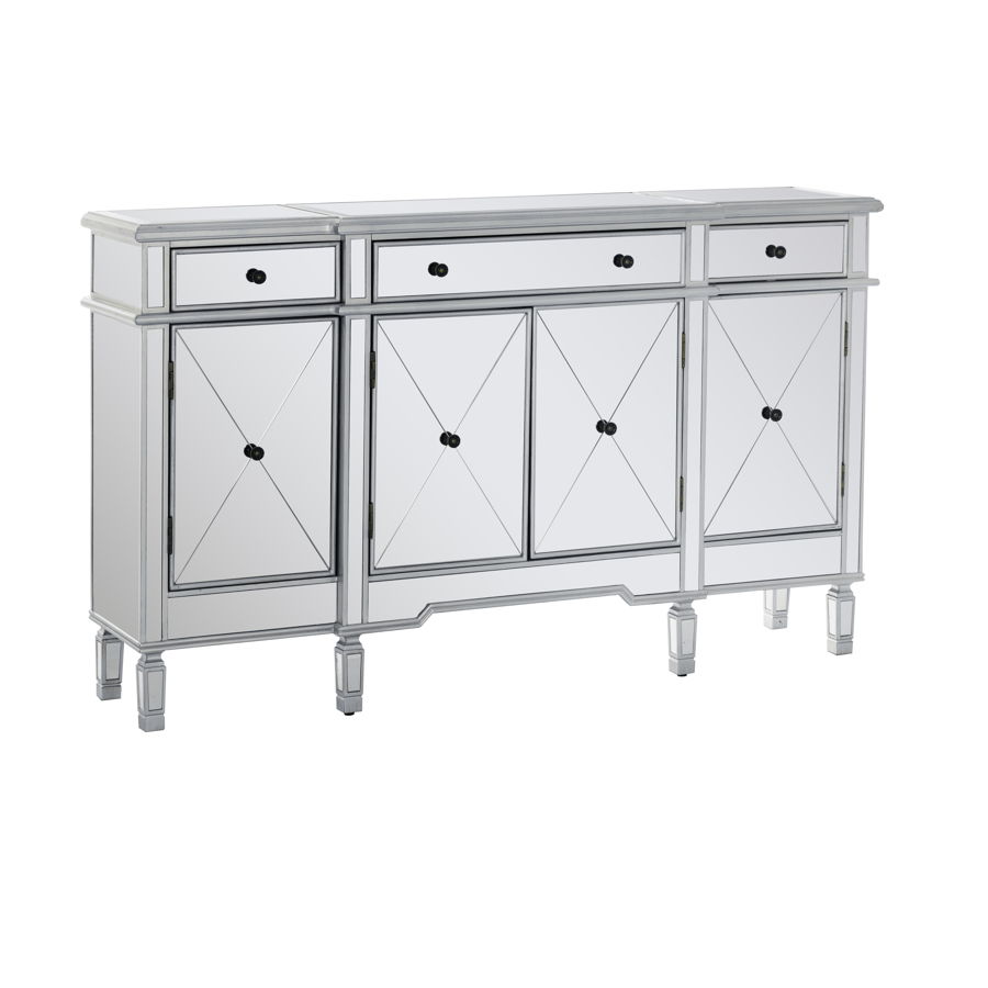Powell Furniture Milan Silver Mirrored 3 Drawers Console