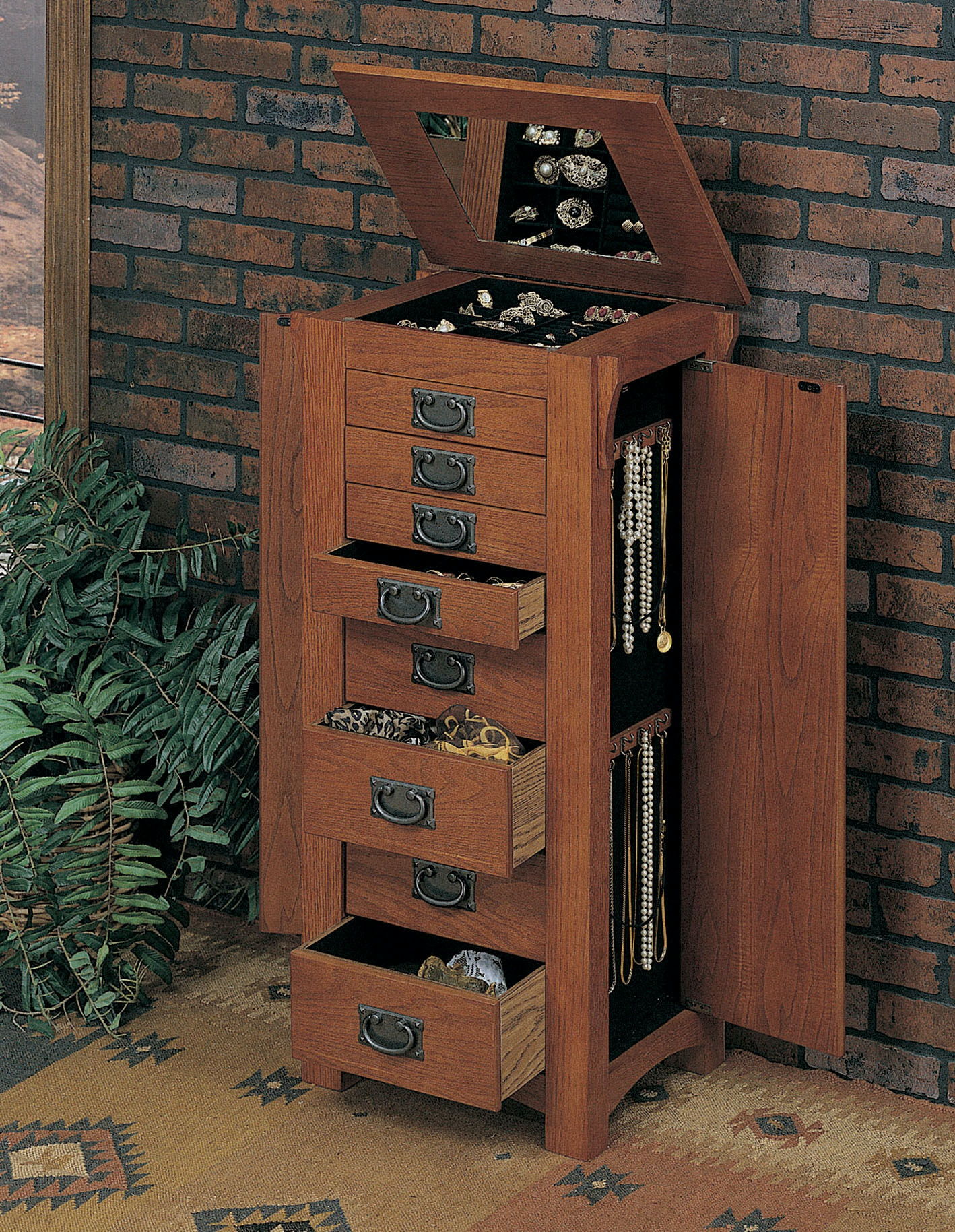 Powell Furniture Anna Lee Mission Oak Jewelry Armoire