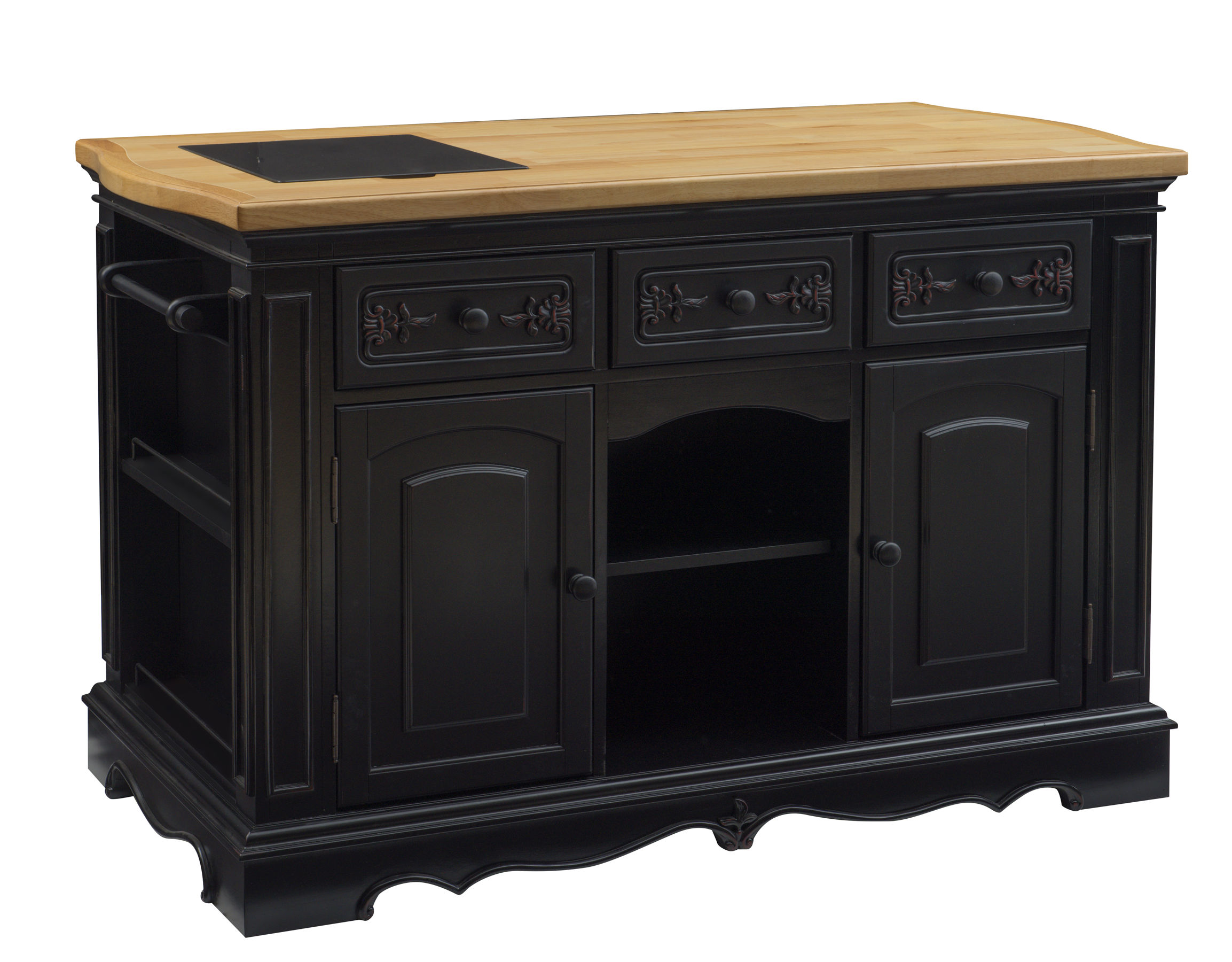Powell Furniture Pennfield Black Natural Kitchen Island