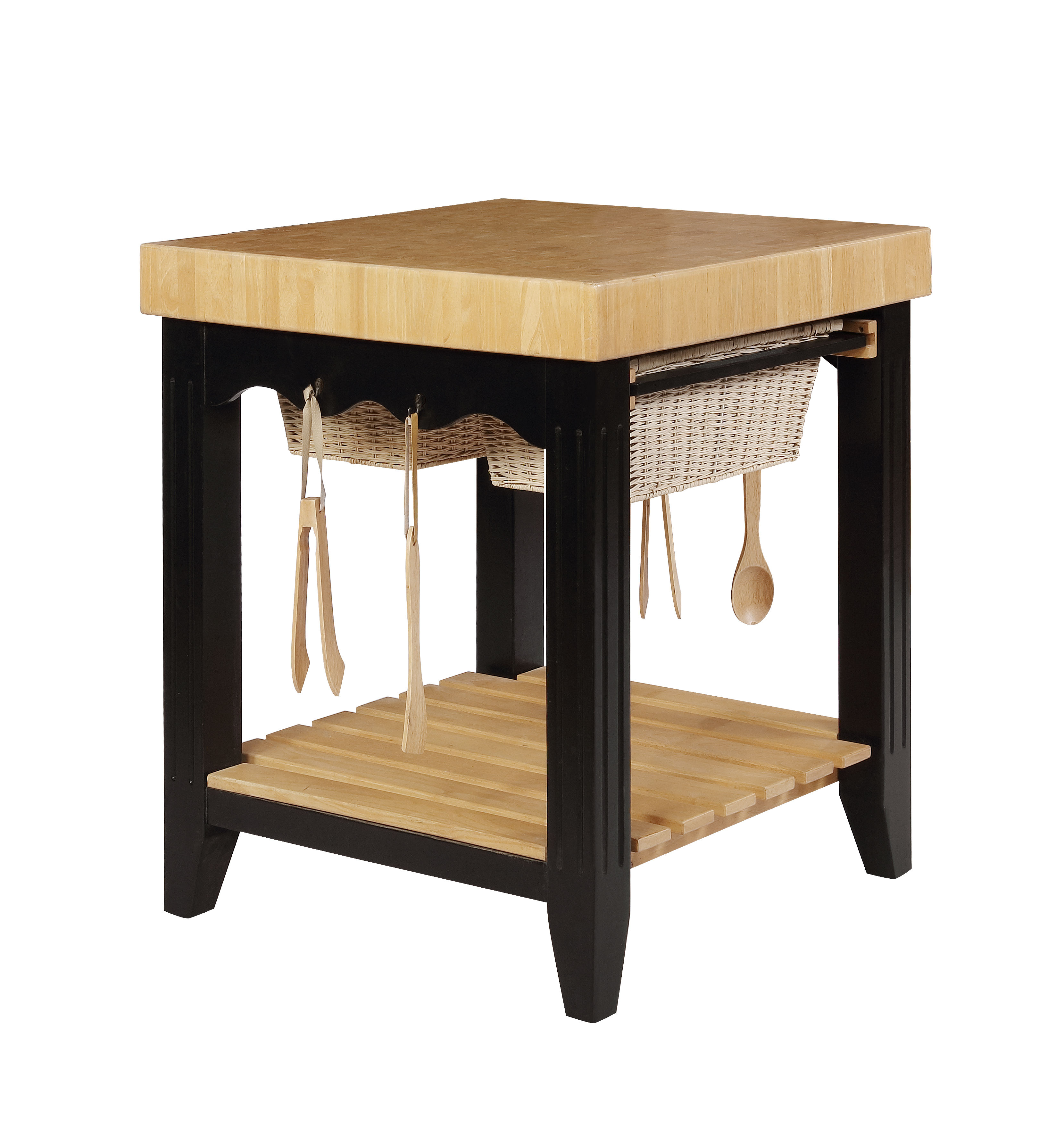 Powell Furniture Kolton Black Natural Kitchen Island