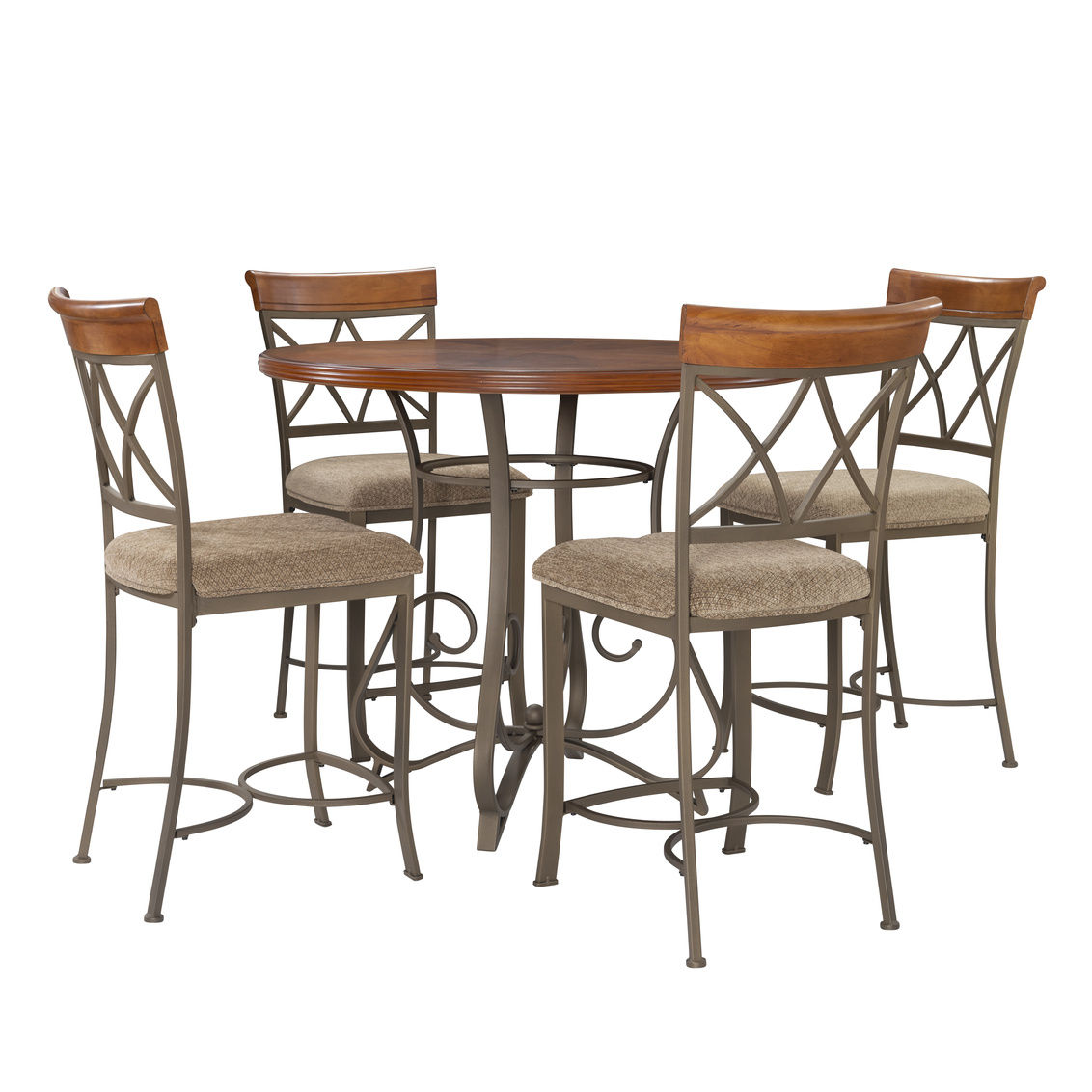 Powell Furniture Hamilton Medium Cherry Taupe 5pc Counter Height Set