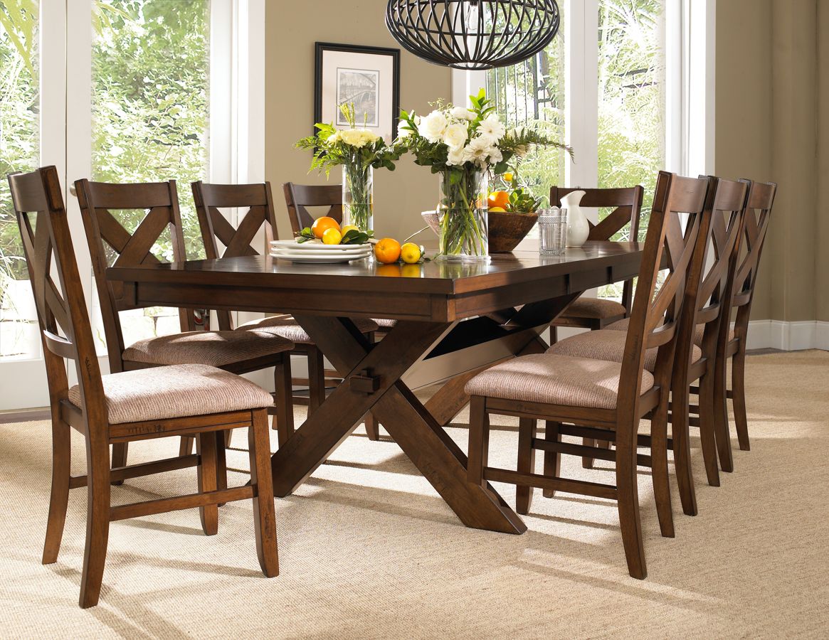 Powell Furniture Kraven Dark Hazelnut 9pc Dining Room Set