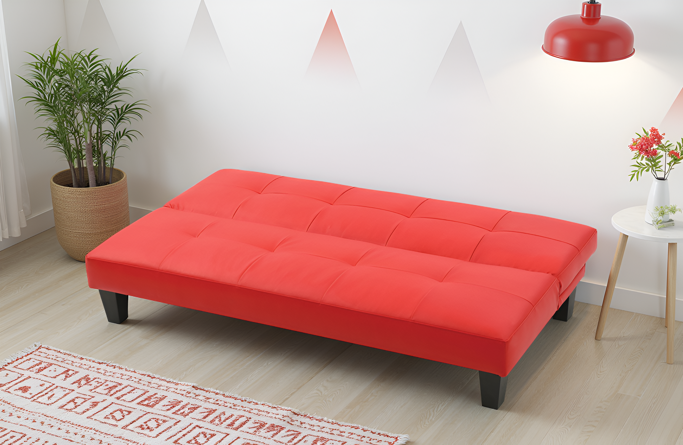 Elite Space Living Loures Red Faux Leather Sofa Bed