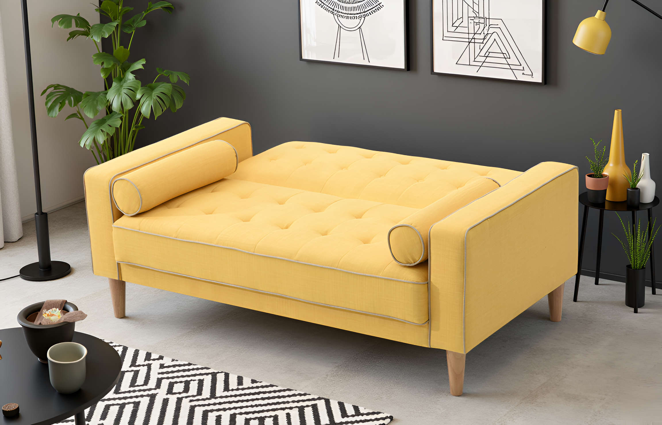 Elite Space Living Botkyrka Yellow Loveseat Bed