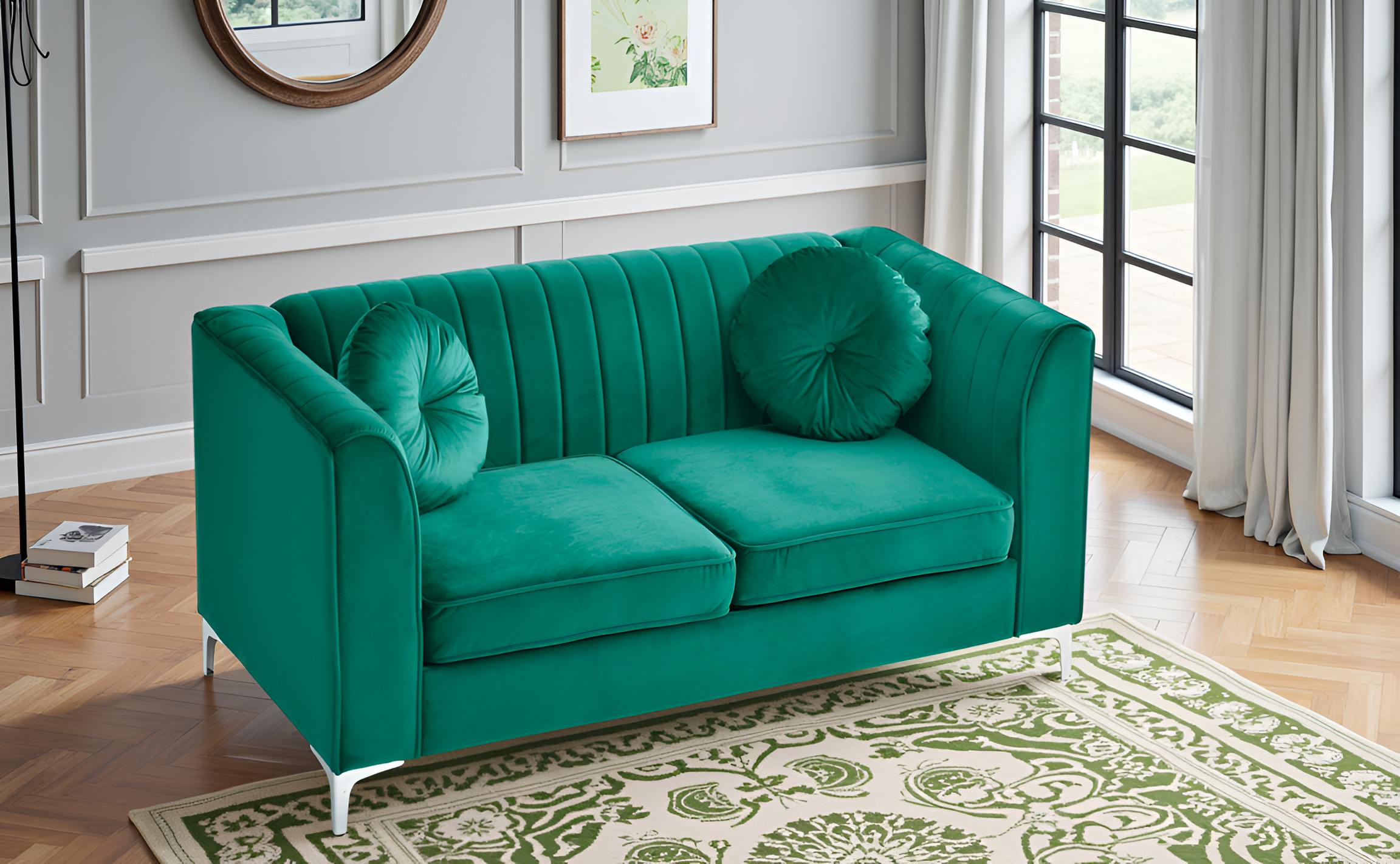 Elite Space Living Tetouan Green Velvet Microsuede Loveseat