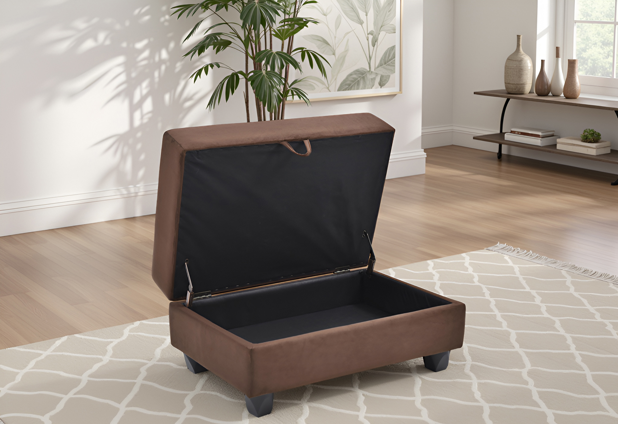 Elite Space Living Rimouski Chocolate Microsuede Ottoman