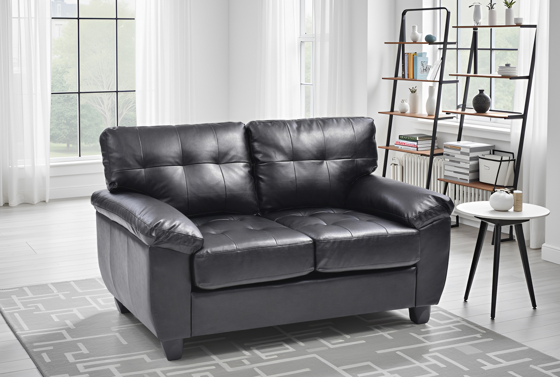 Elite Space Living Rimouski Black Faux Leather Loveseat