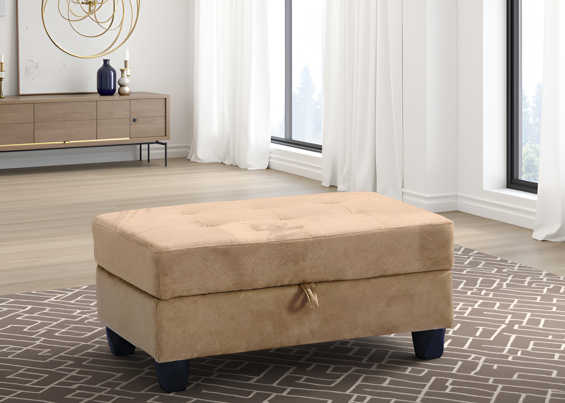 Elite Space Living Rimouski Mocha Microsuede Ottoman
