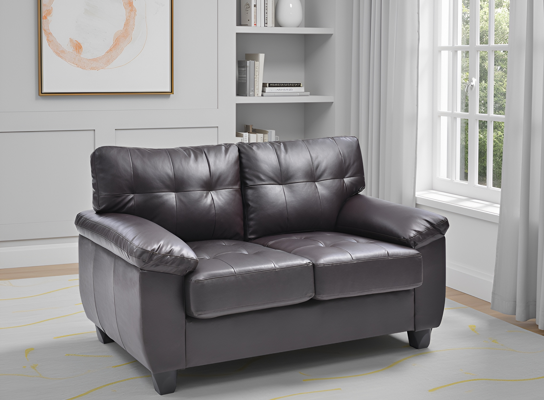 Elite Space Living Rimouski Cappuccino Faux Leather Loveseat