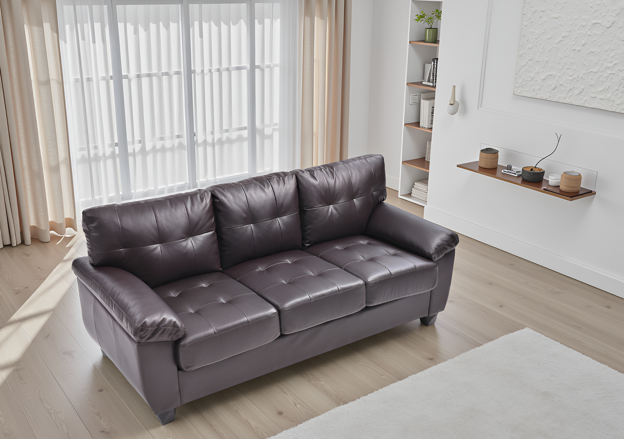 Elite Space Living Rimouski Cappuccino Faux Leather Sofa