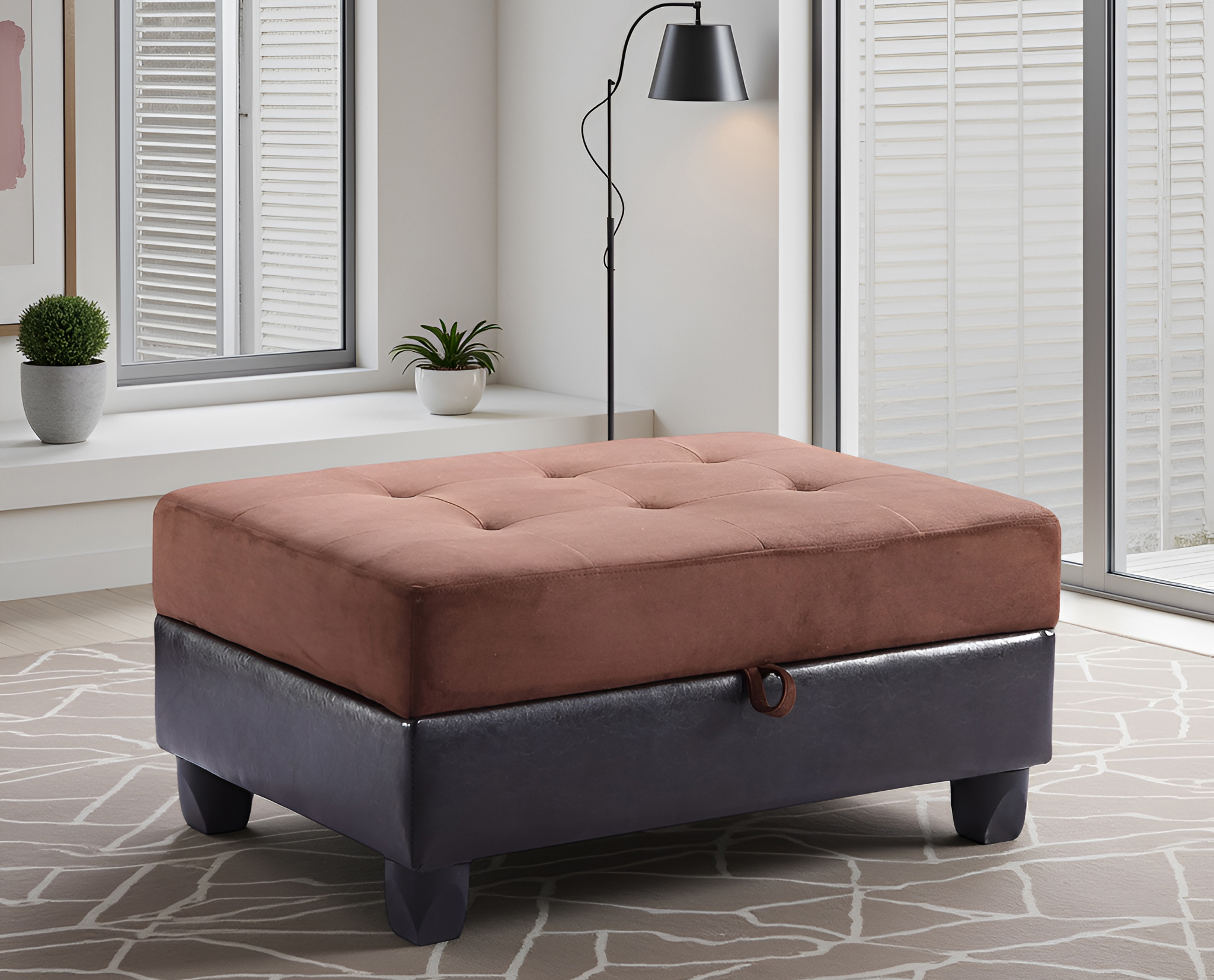 Elite Space Living Rimouski Chocolate Brown Microsuede Ottoman