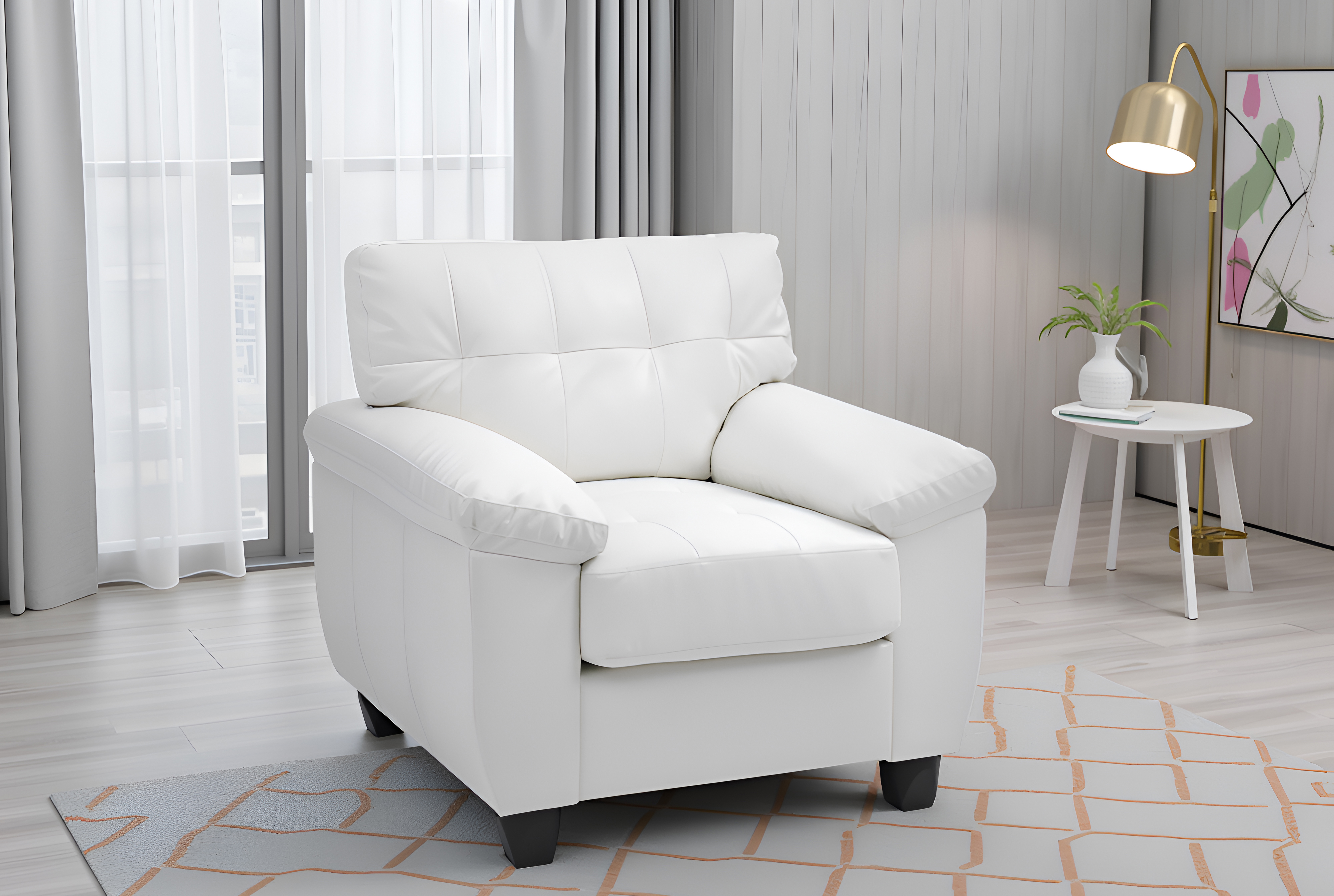 Elite Space Living Rimouski White Faux Leather Chair