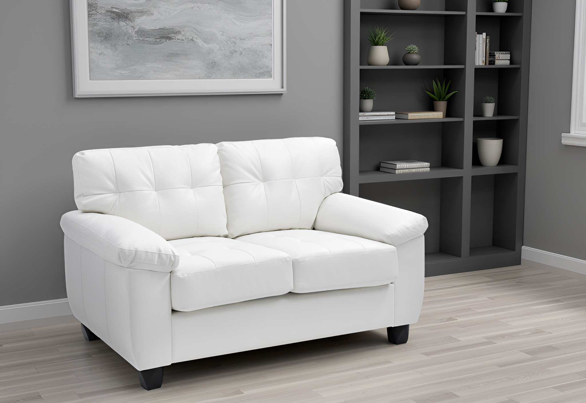 Elite Space Living Rimouski White Faux Leather Loveseat