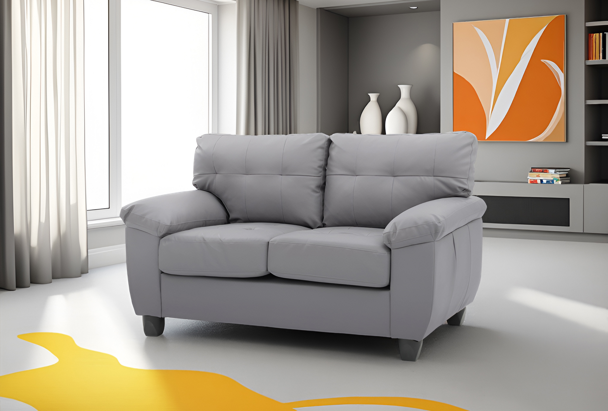 Elite Space Living Rimouski Gray Faux Leather Loveseat