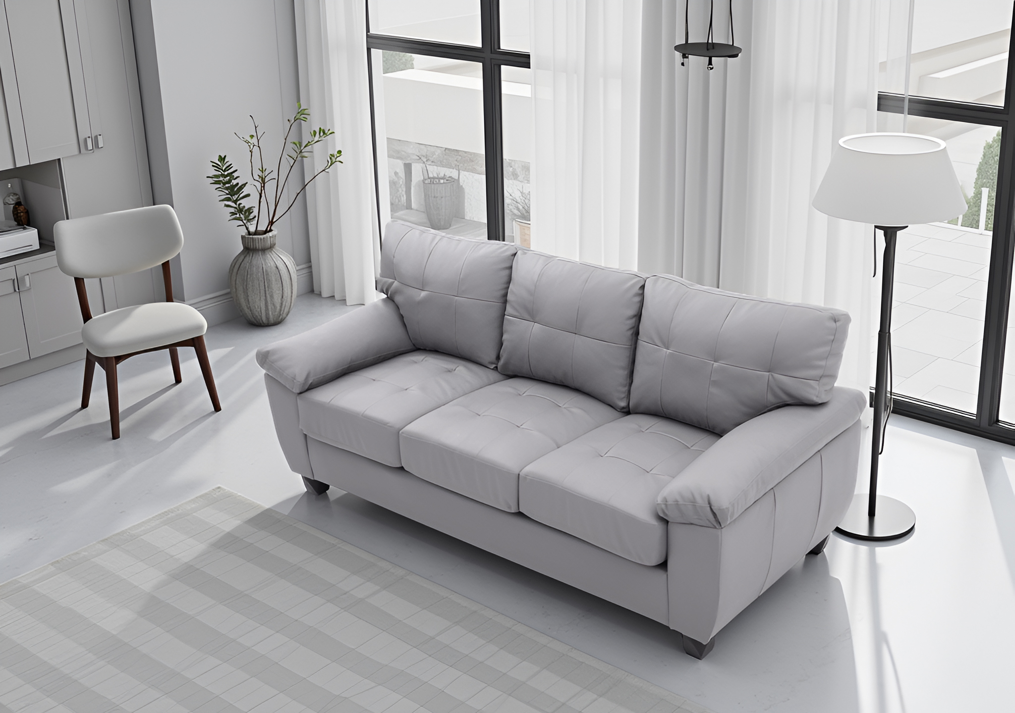 Elite Space Living Rimouski Gray Faux Leather Sofa