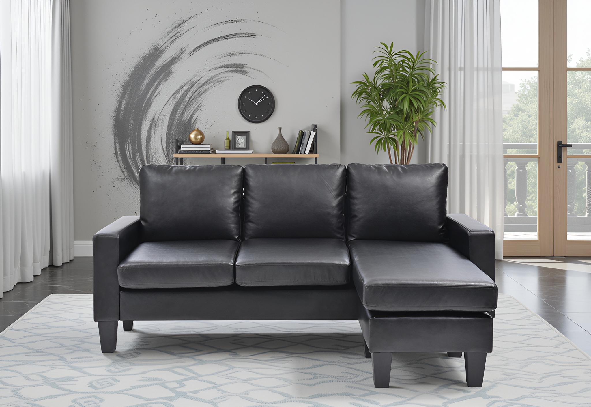Elite Space Living Rabat Black Sofa Chaise