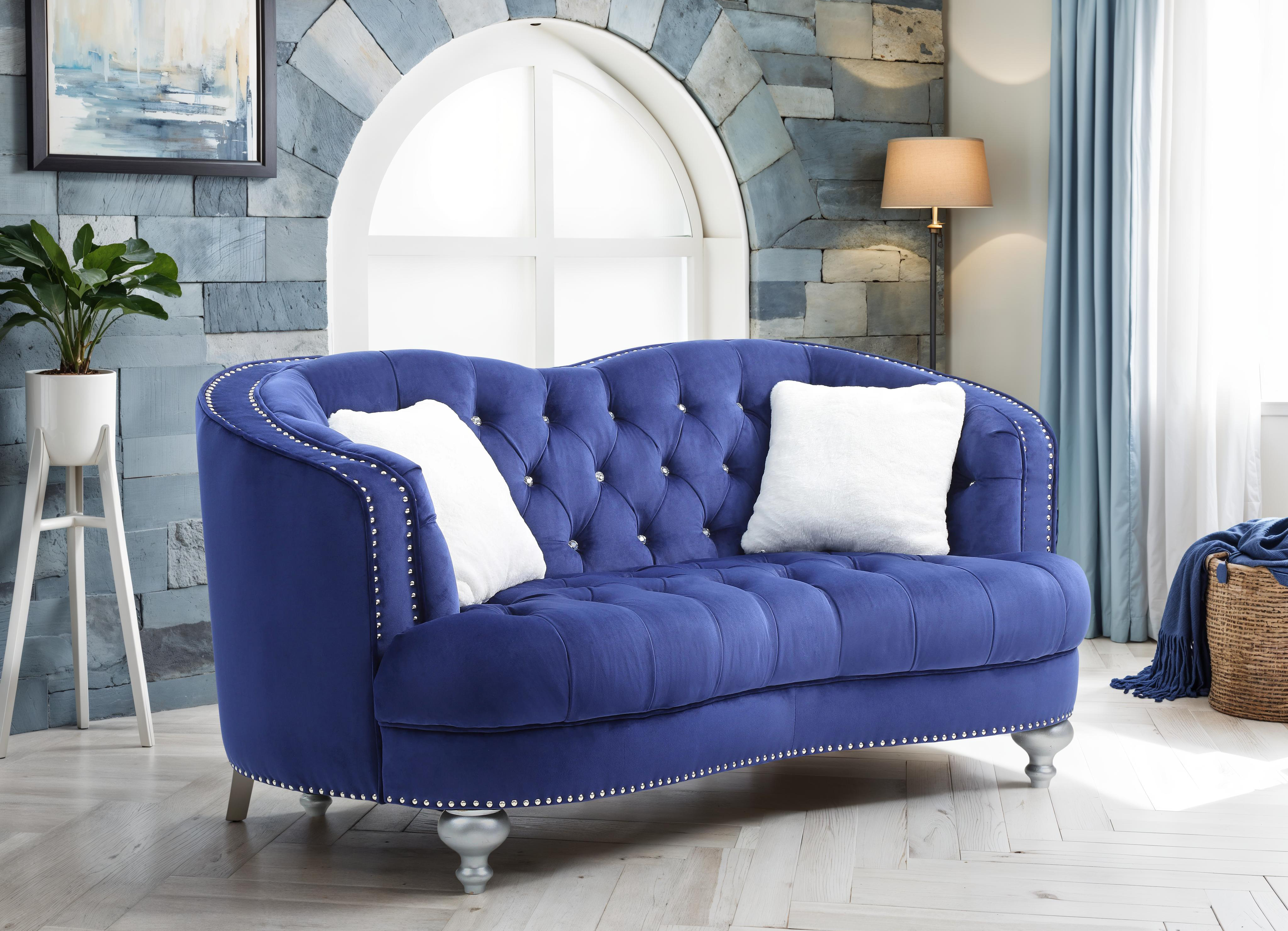 Elite Space Living Barcelos Blue Velvet Loveseat
