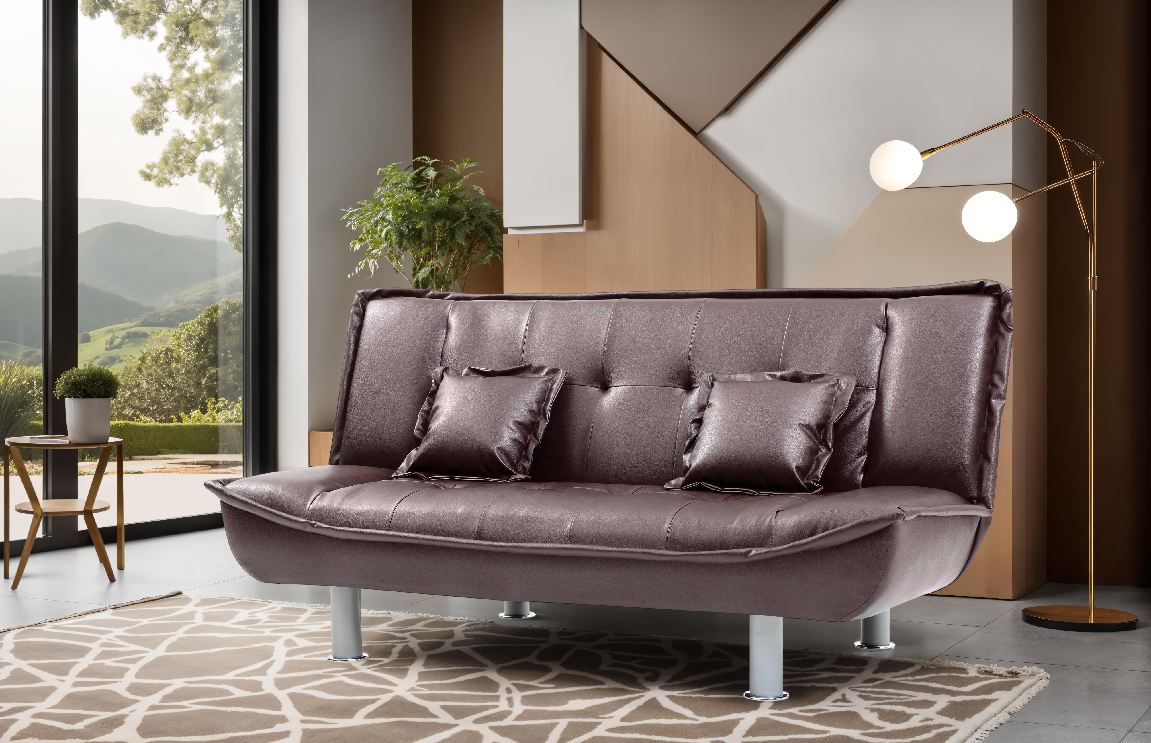 Elite Space Living Martil Burgundy Faux Leather Sofa Bed