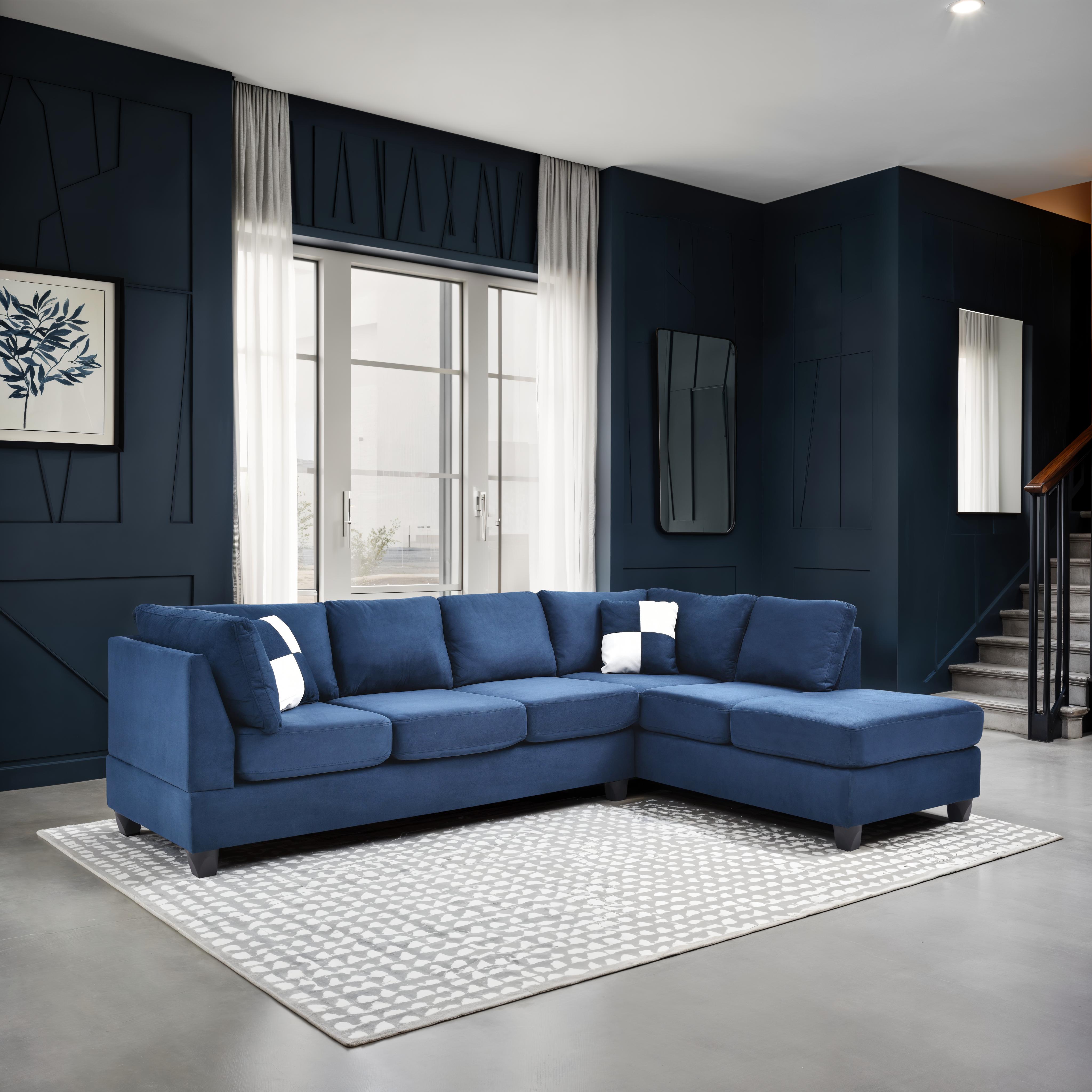 Elite Space Living Salisbury Navy Blue Sectional