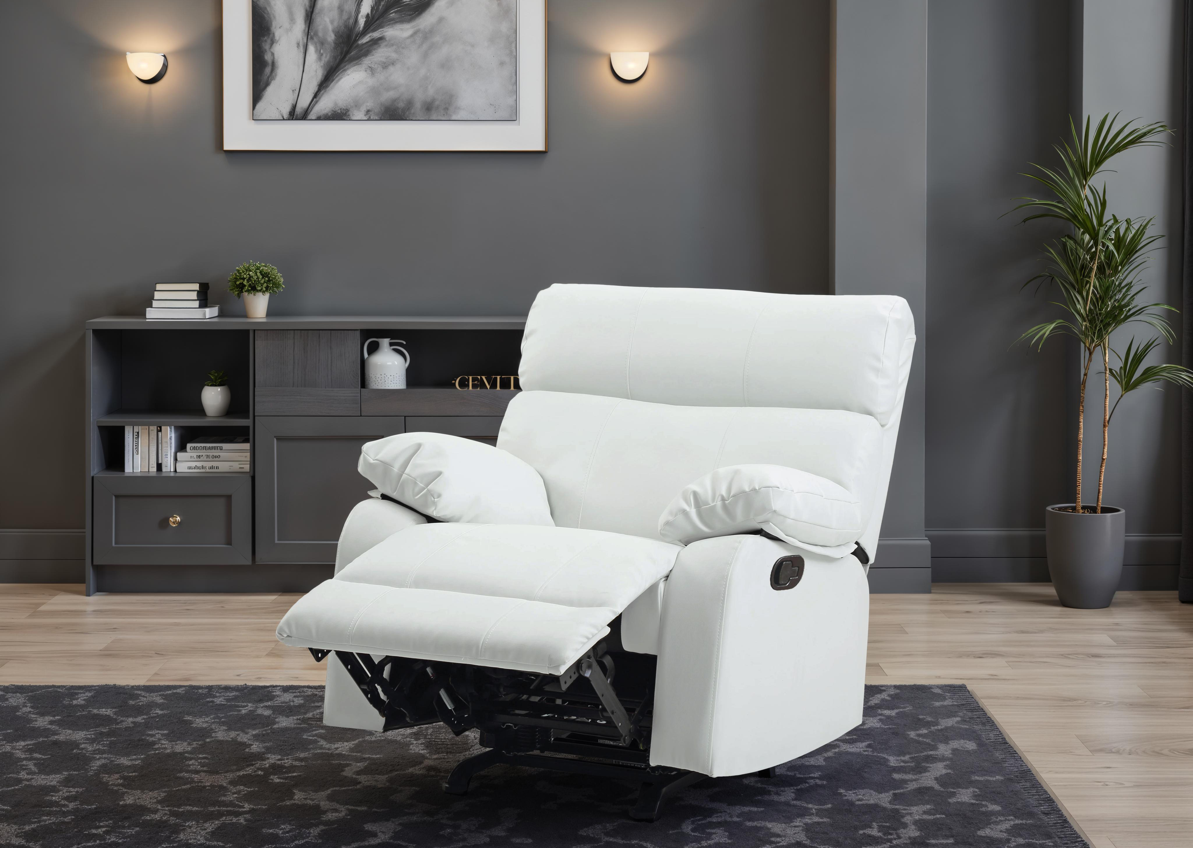 Elite Space Living Larache White Faux Leather Rocker Recliner