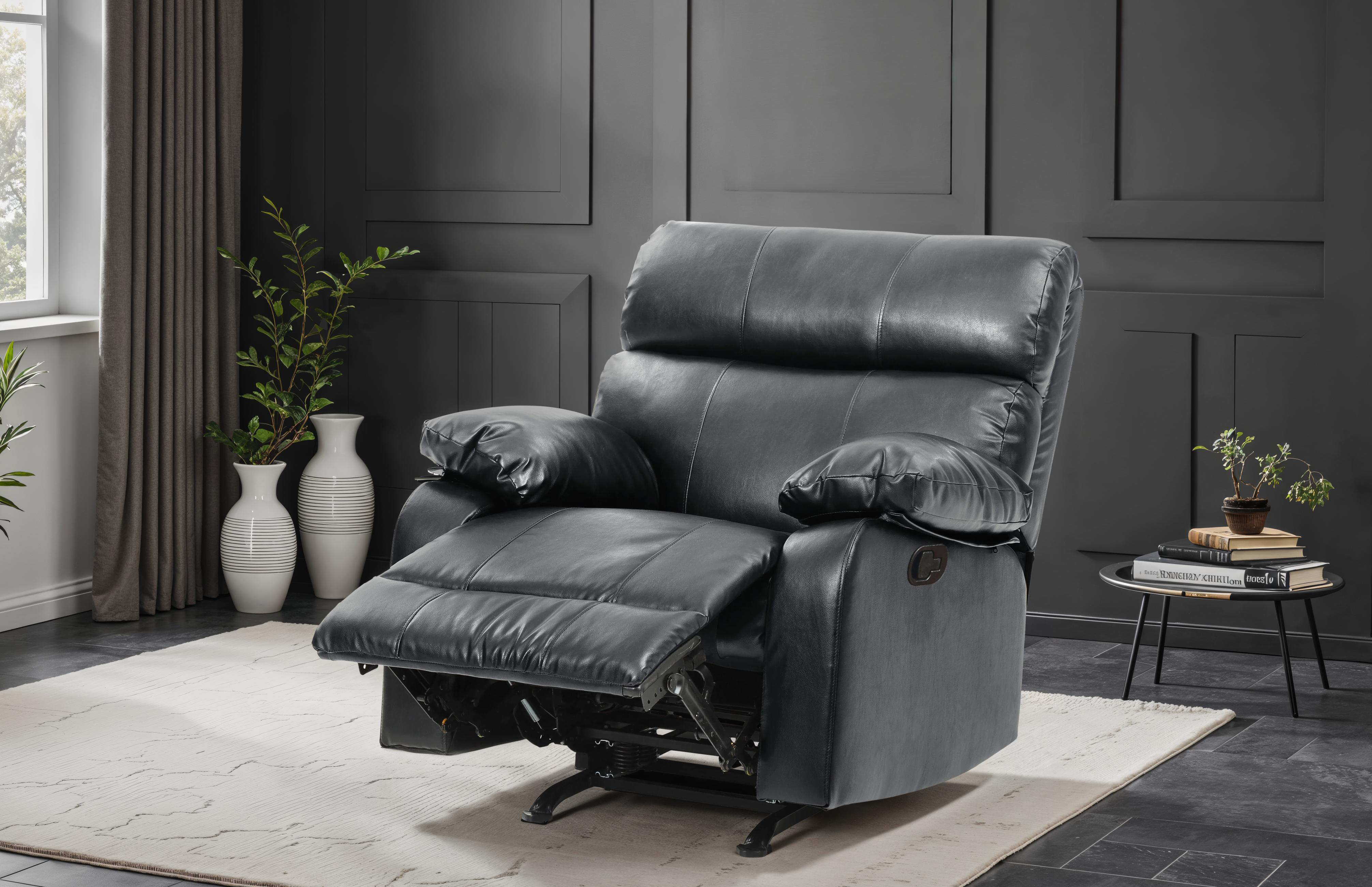 Elite Space Living Larache Black Faux Leather Rocker Recliner