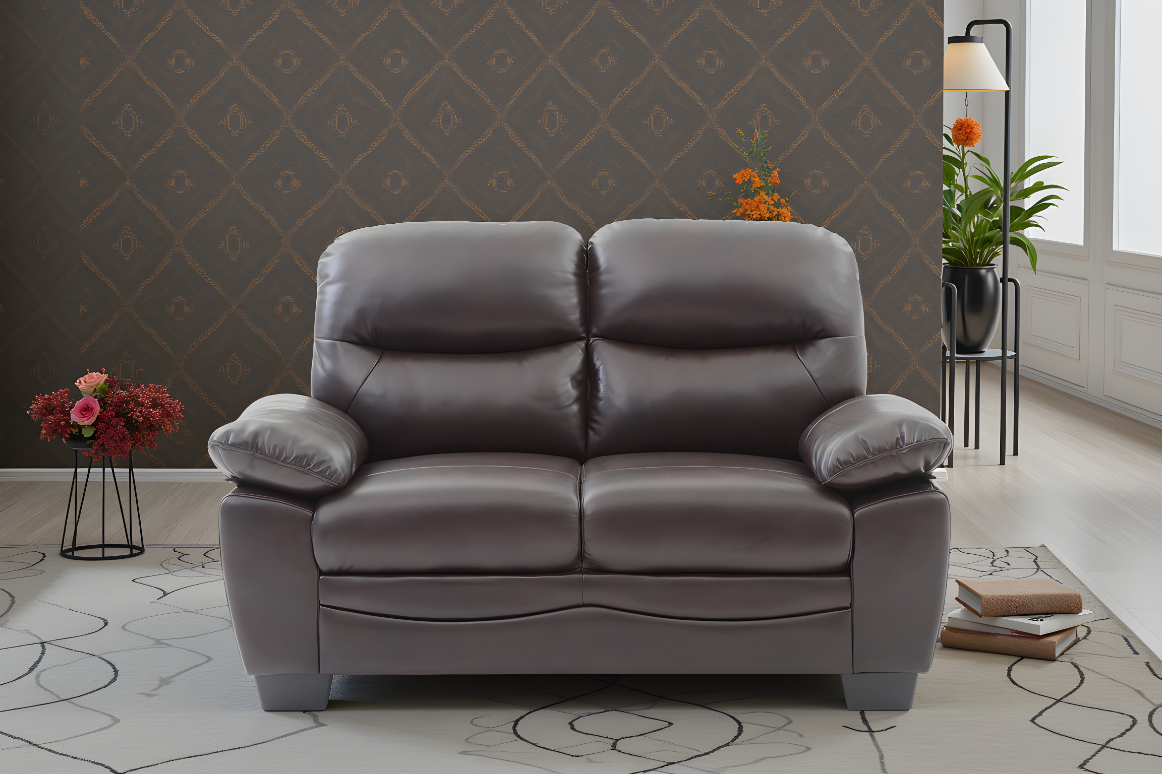 Elite Space Living Londonderry Dark Brown Faux Leather Loveseat