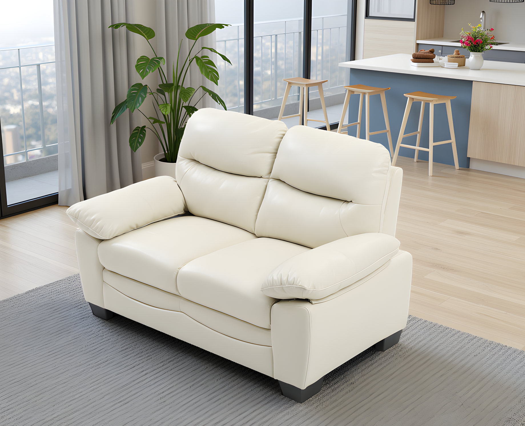 Elite Space Living Londonderry Pearl Faux Leather Loveseat