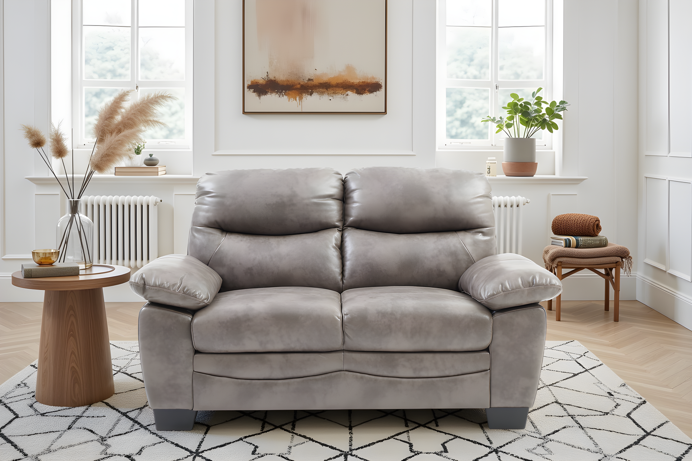 Elite Space Living Londonderry Gray Faux Leather Loveseat