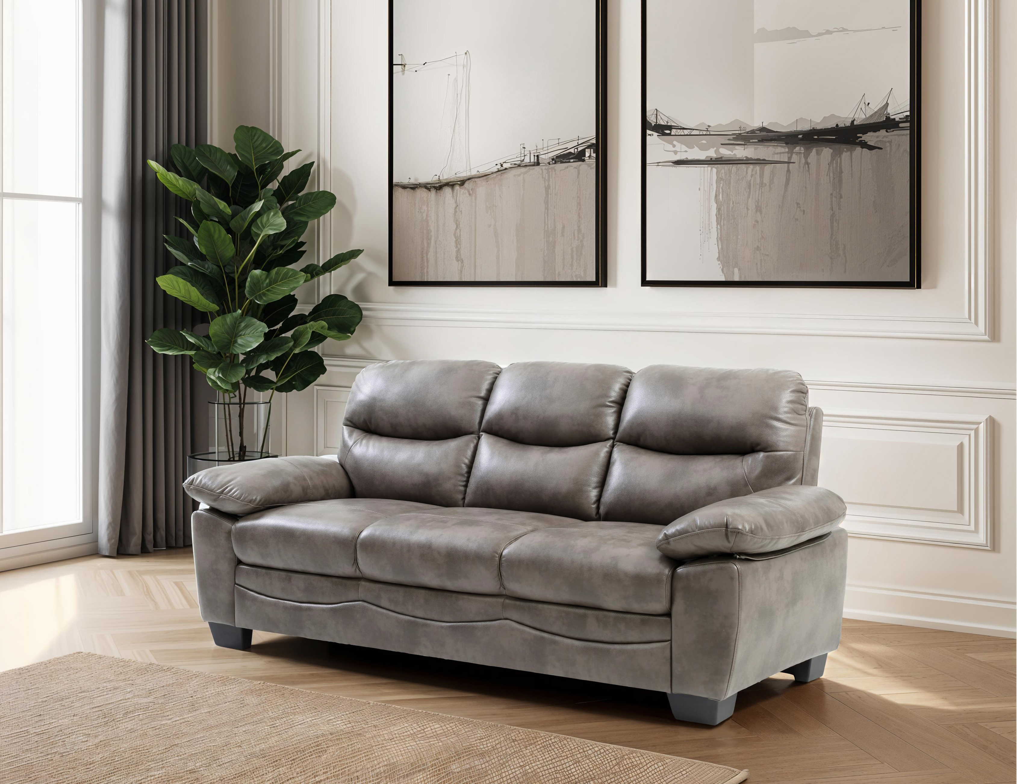 Elite Space Living Londonderry Gray Faux Leather Sofa
