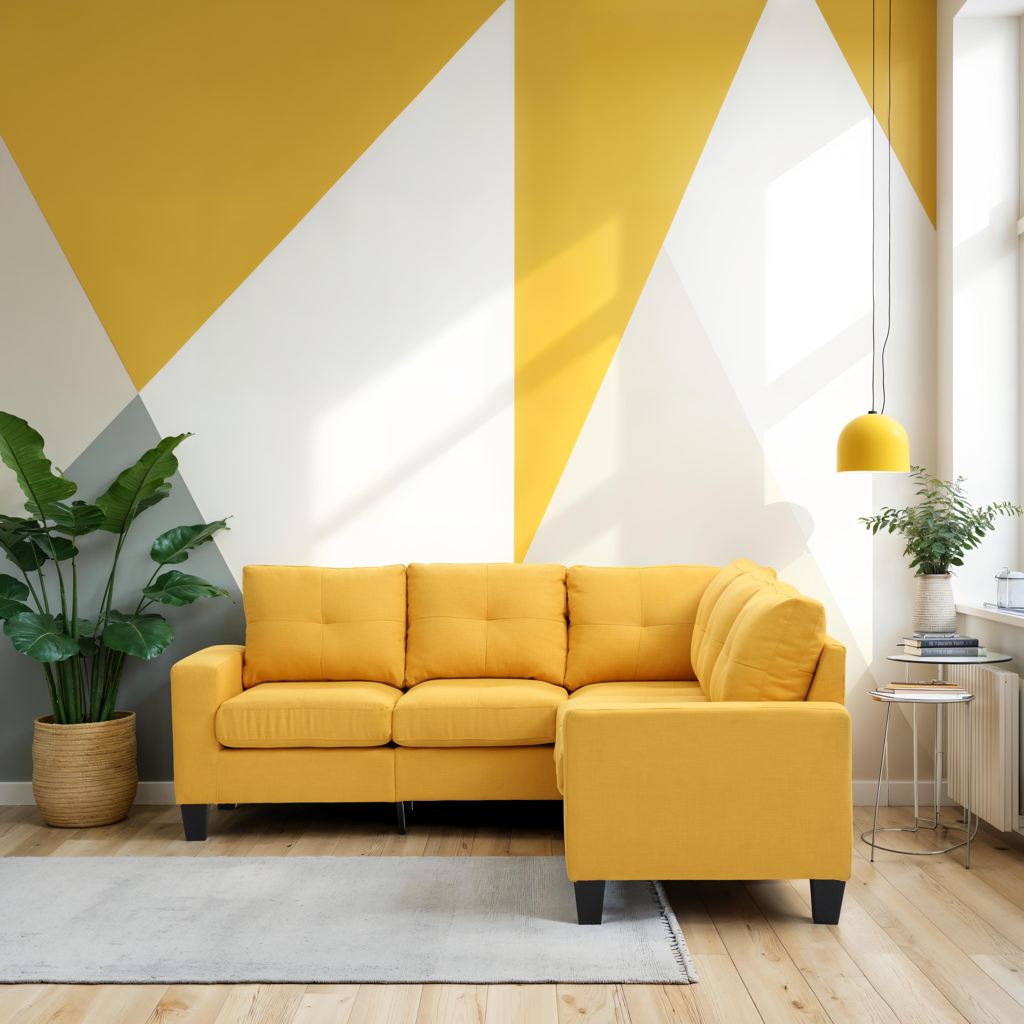 Elite Space Living Swansea Fabric Sectional in Yellow