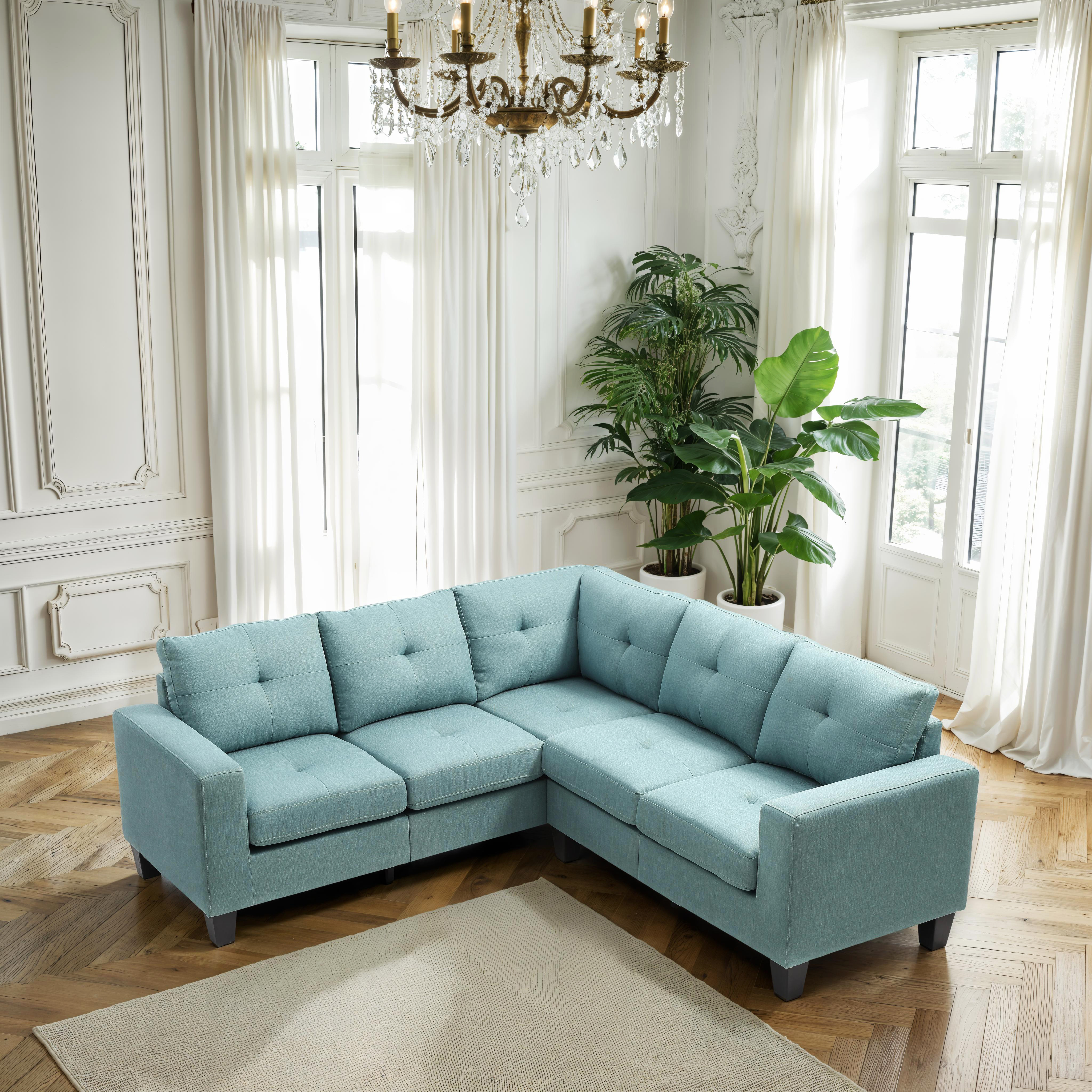 Elite Space Living Swansea Fabric Sectional in Teal