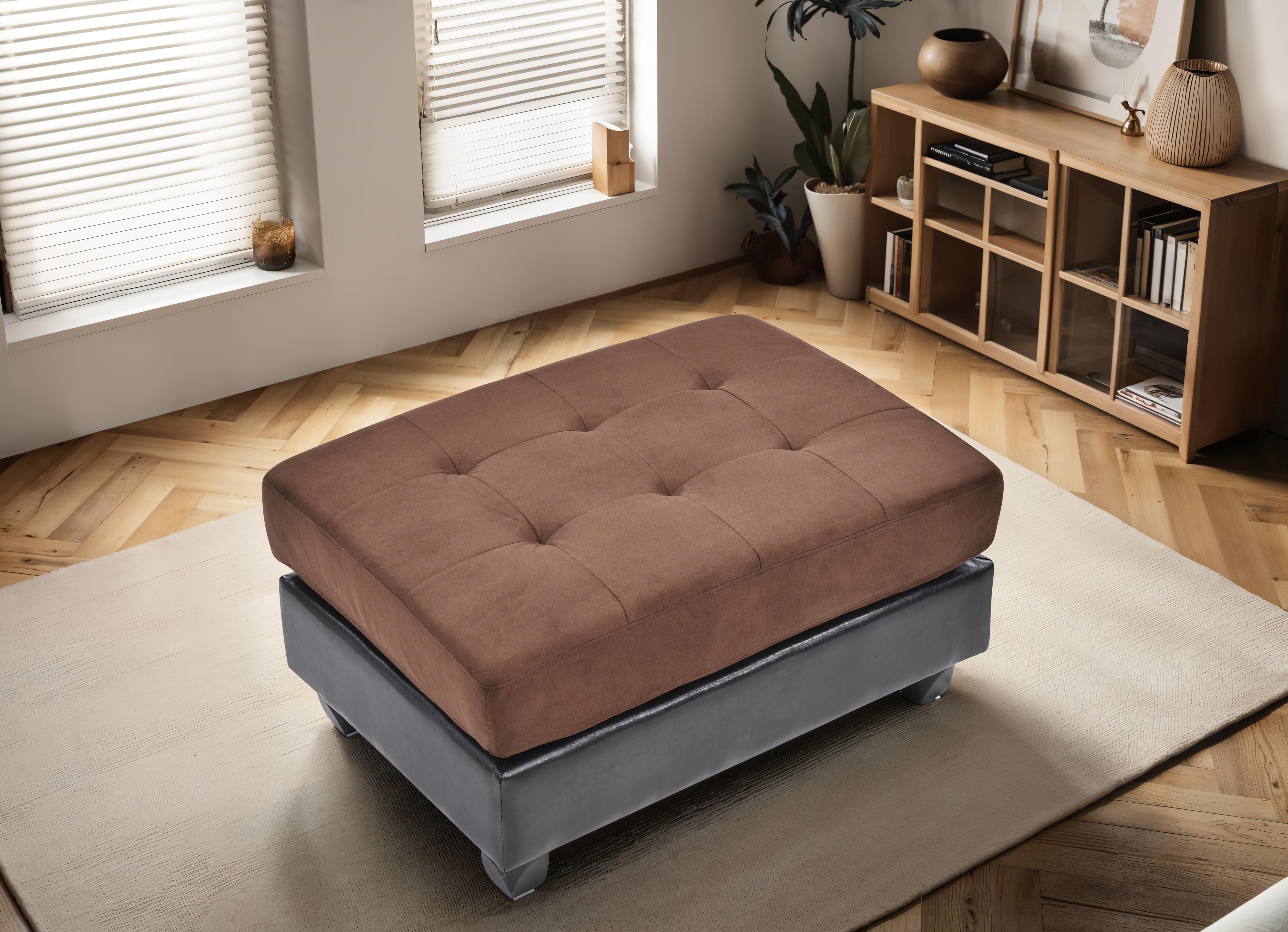 Elite Space Living Olbia Chocolate Microsuede Ottoman