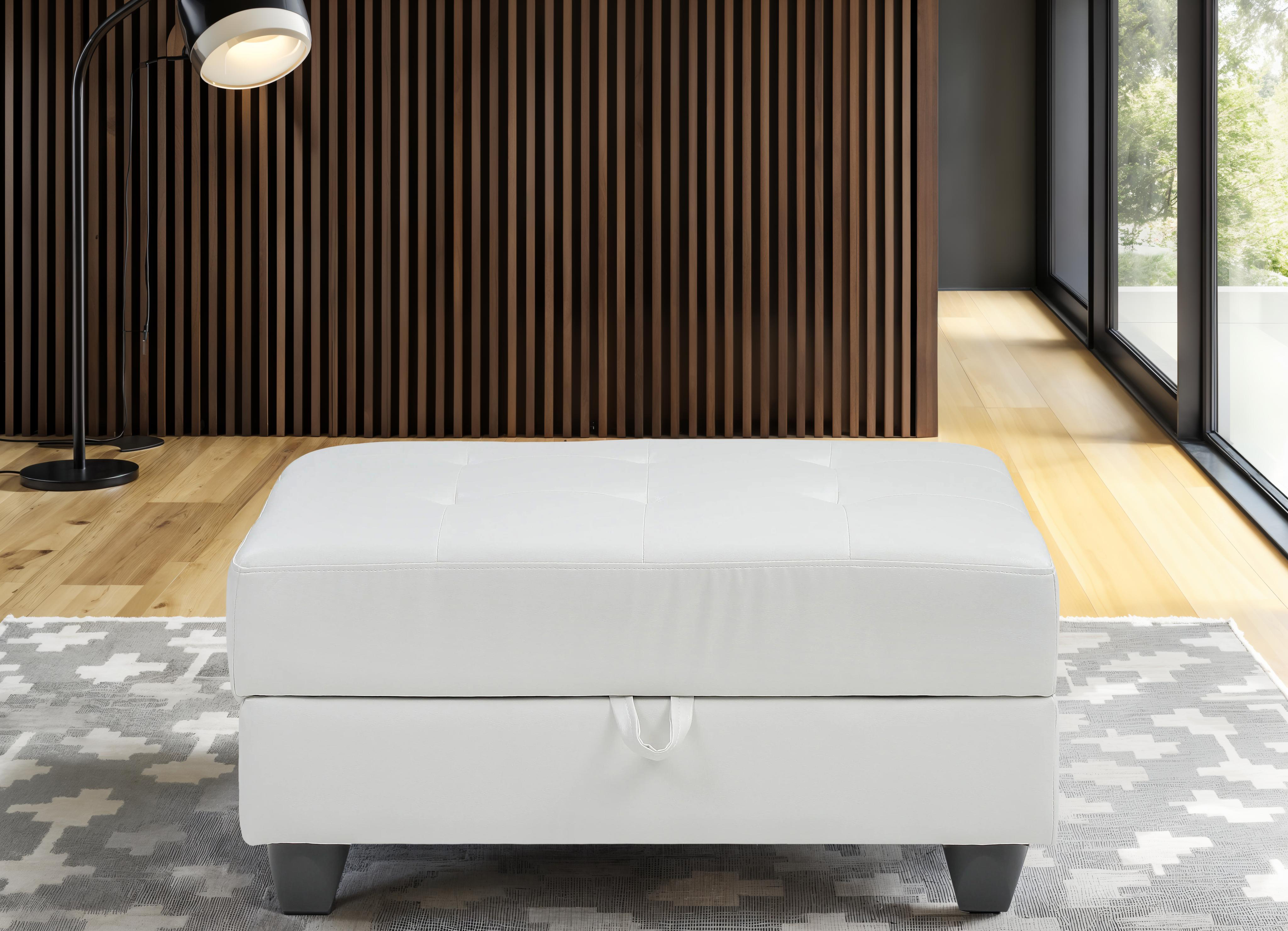 Elite Space Living Camden White Faux Leather Ottoman