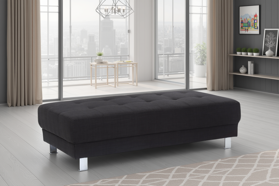 Elite Space Living Rodez Black Fabric Ottoman
