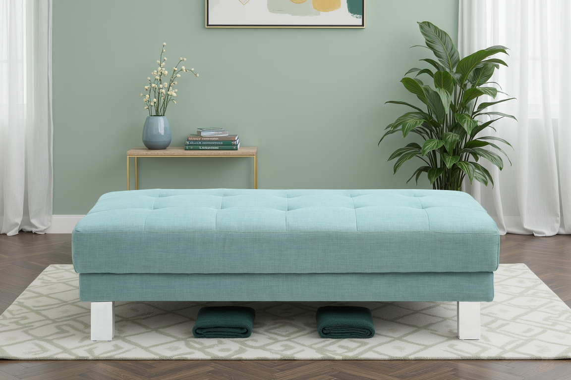 Elite Space Living Rodez Teal Fabric Ottoman