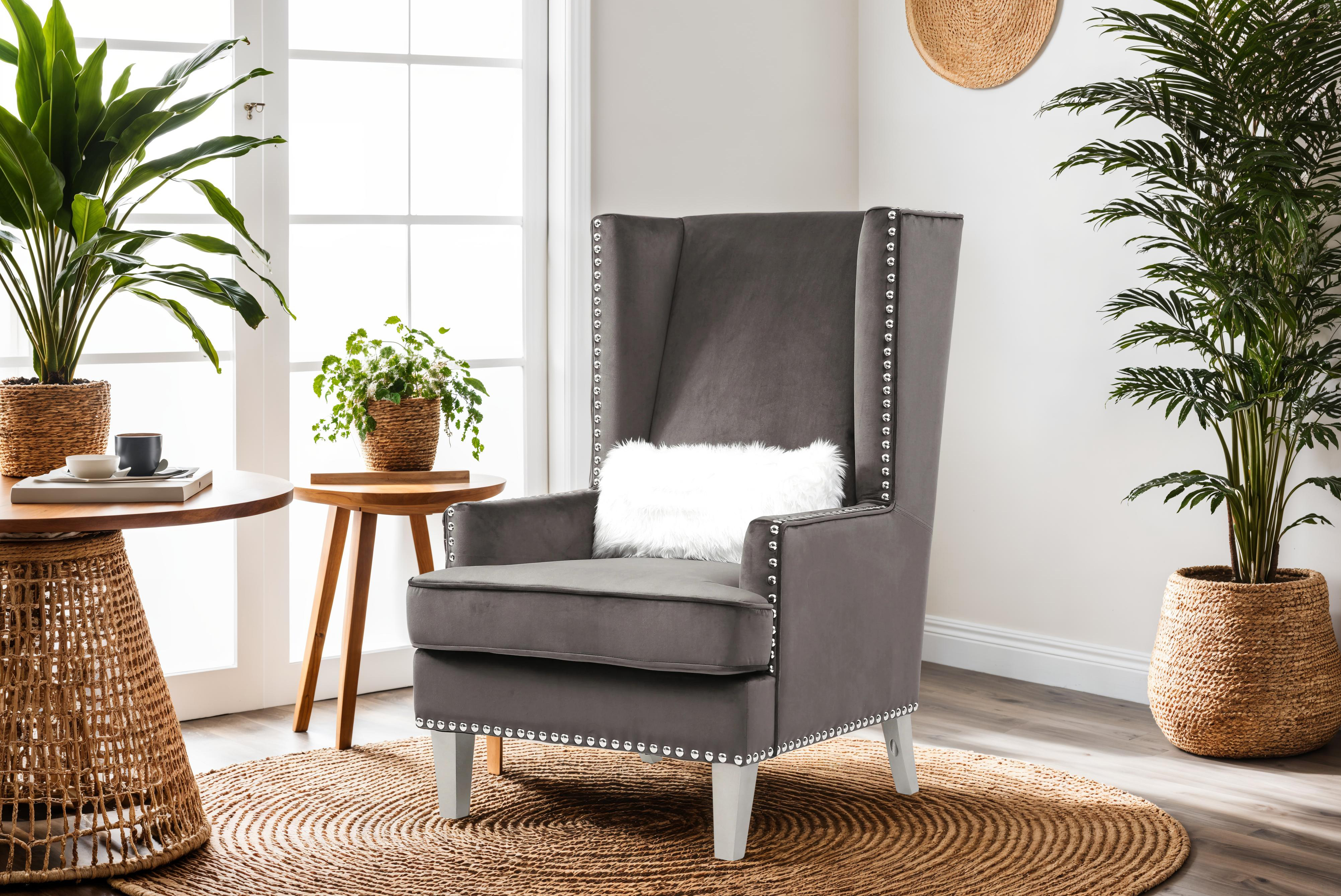 Elite Space Living Zurich Dark Gray Velvet Chair