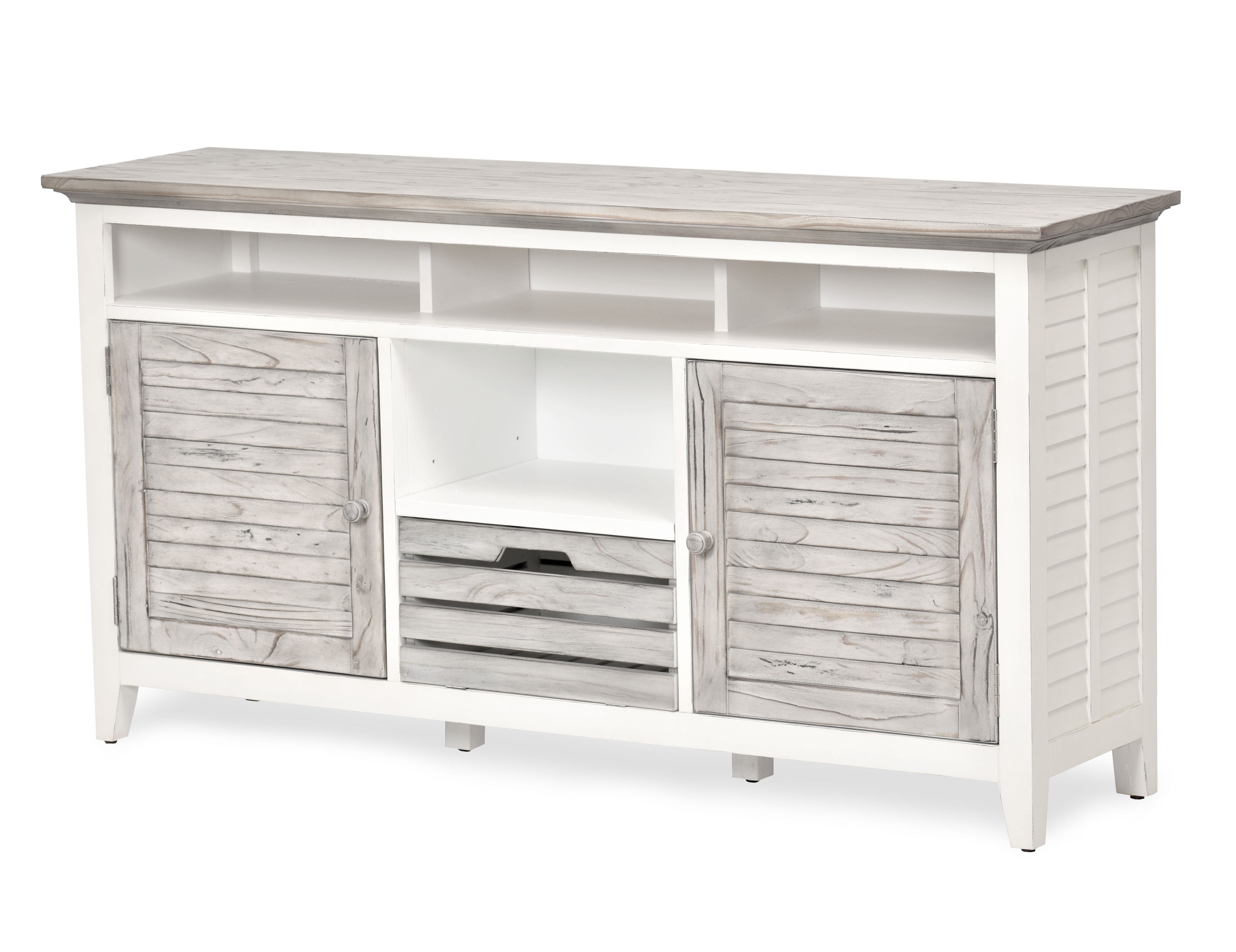 Sea Winds Islamorada Gray White Wood TV Stand
