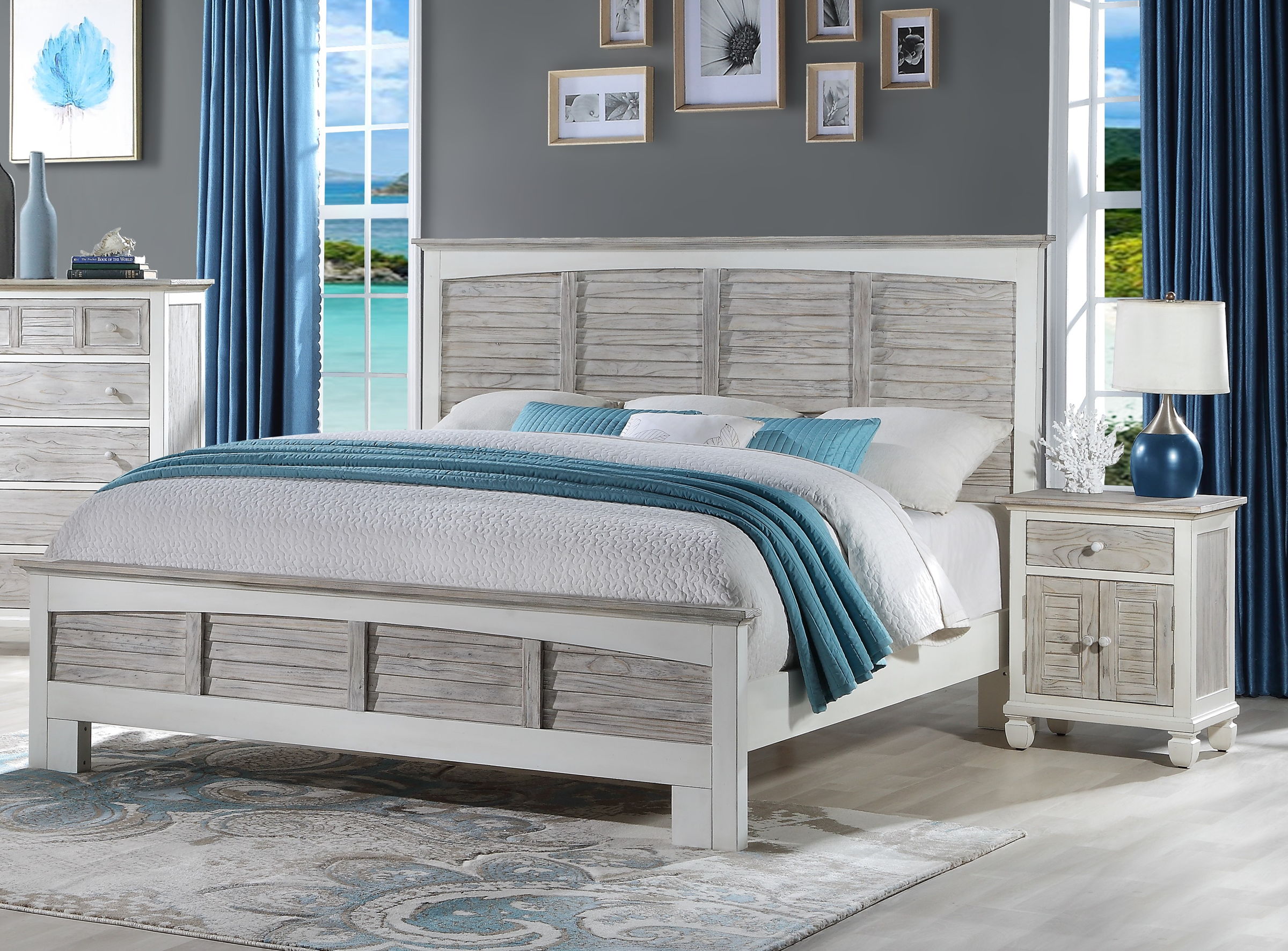 Sea Winds Islamorada Gray White 2pc Bedroom Set with King Bed