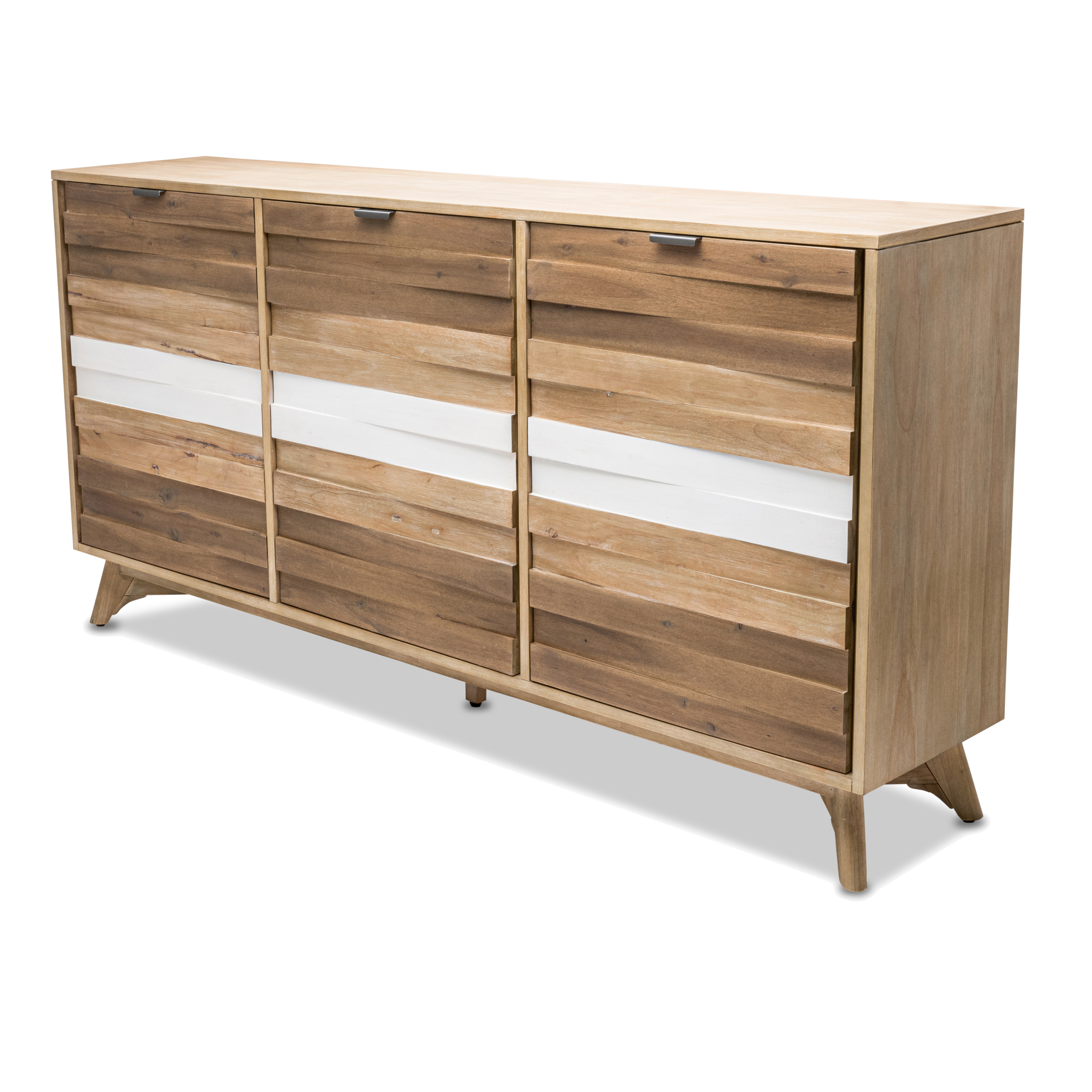 Sea Winds Laguna Brown Tan White 3 Door Credenza