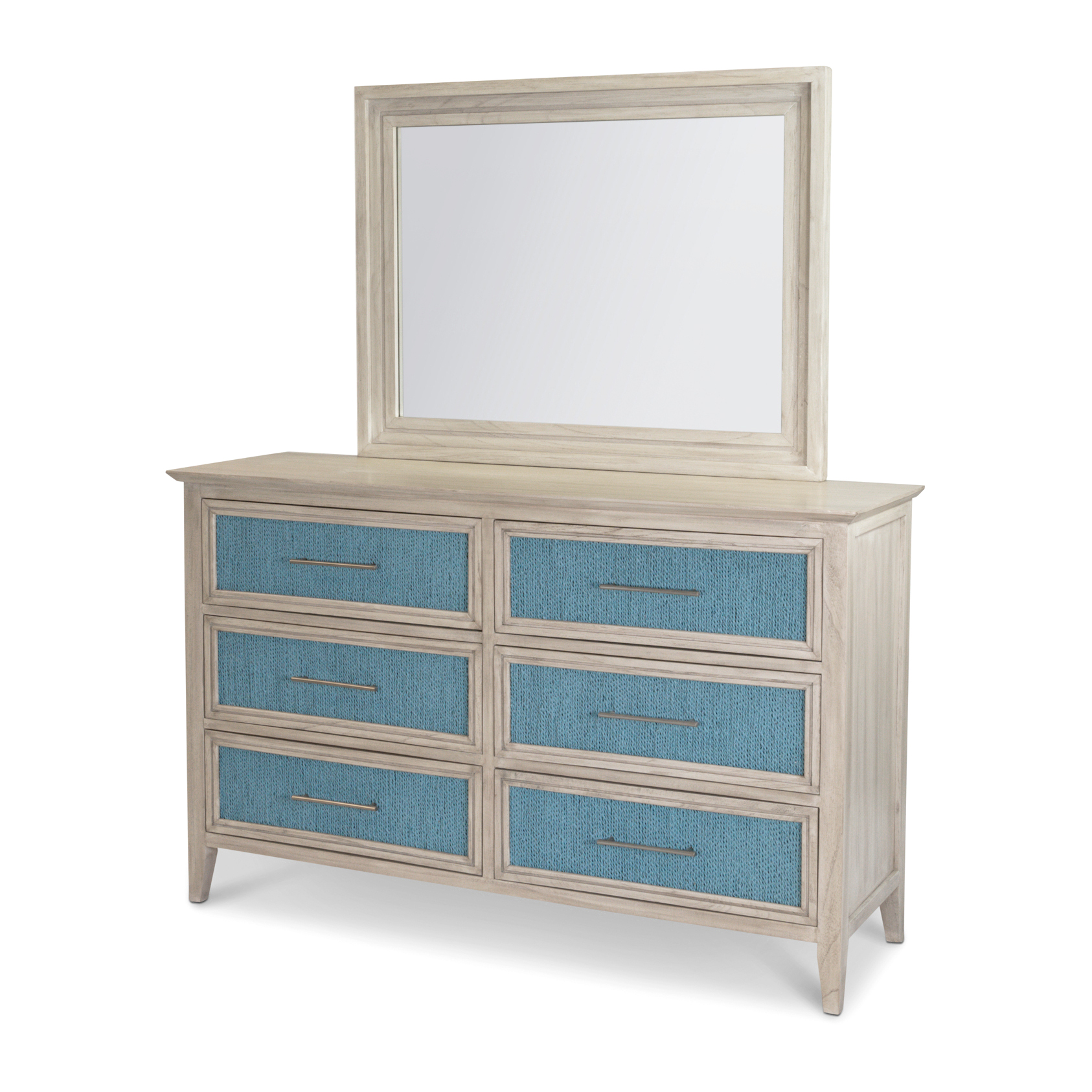 Sea Winds Ocean Isles Blue Ivory Dresser and Mirror