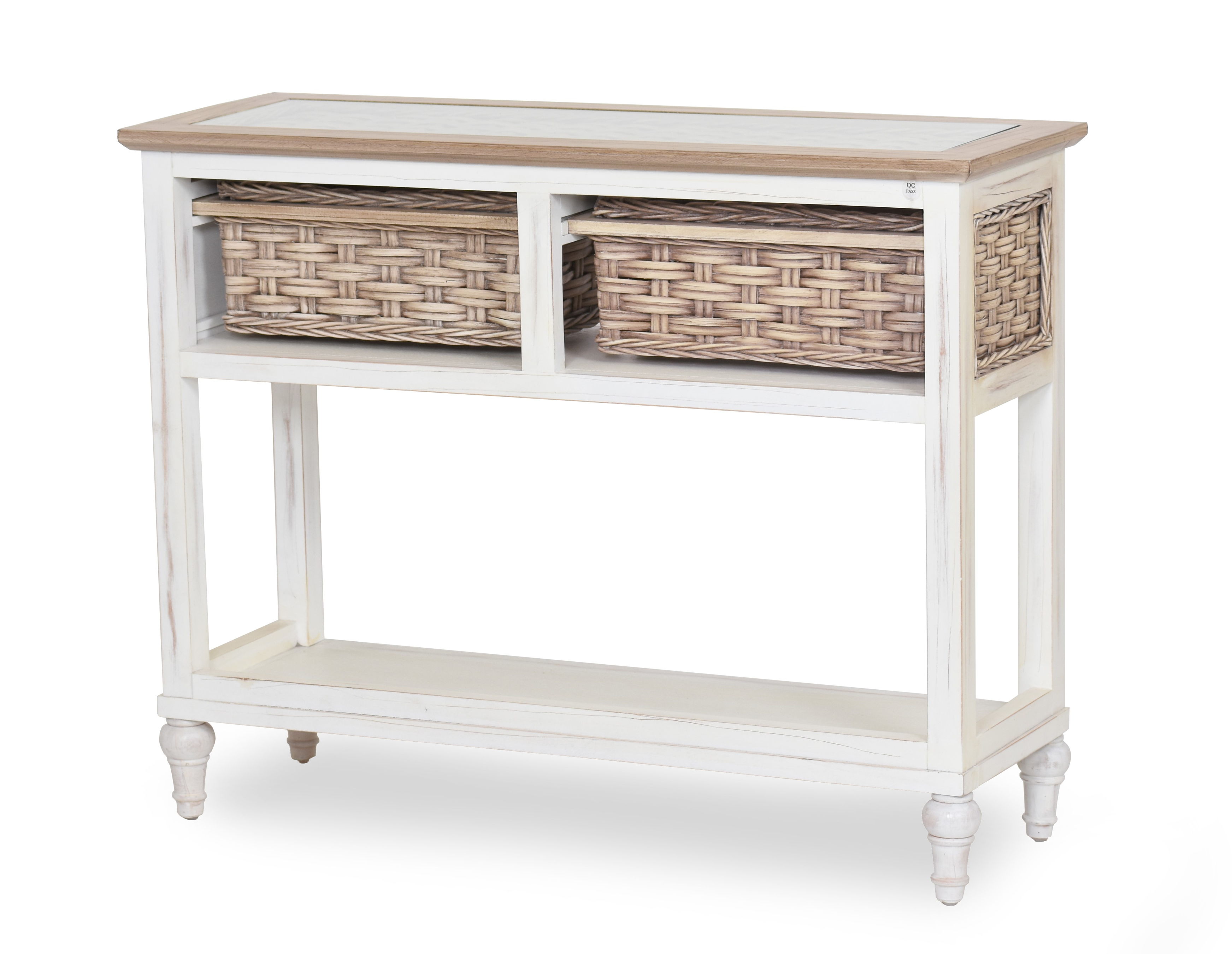 Sea Winds Island Breeze White Brown Console Table