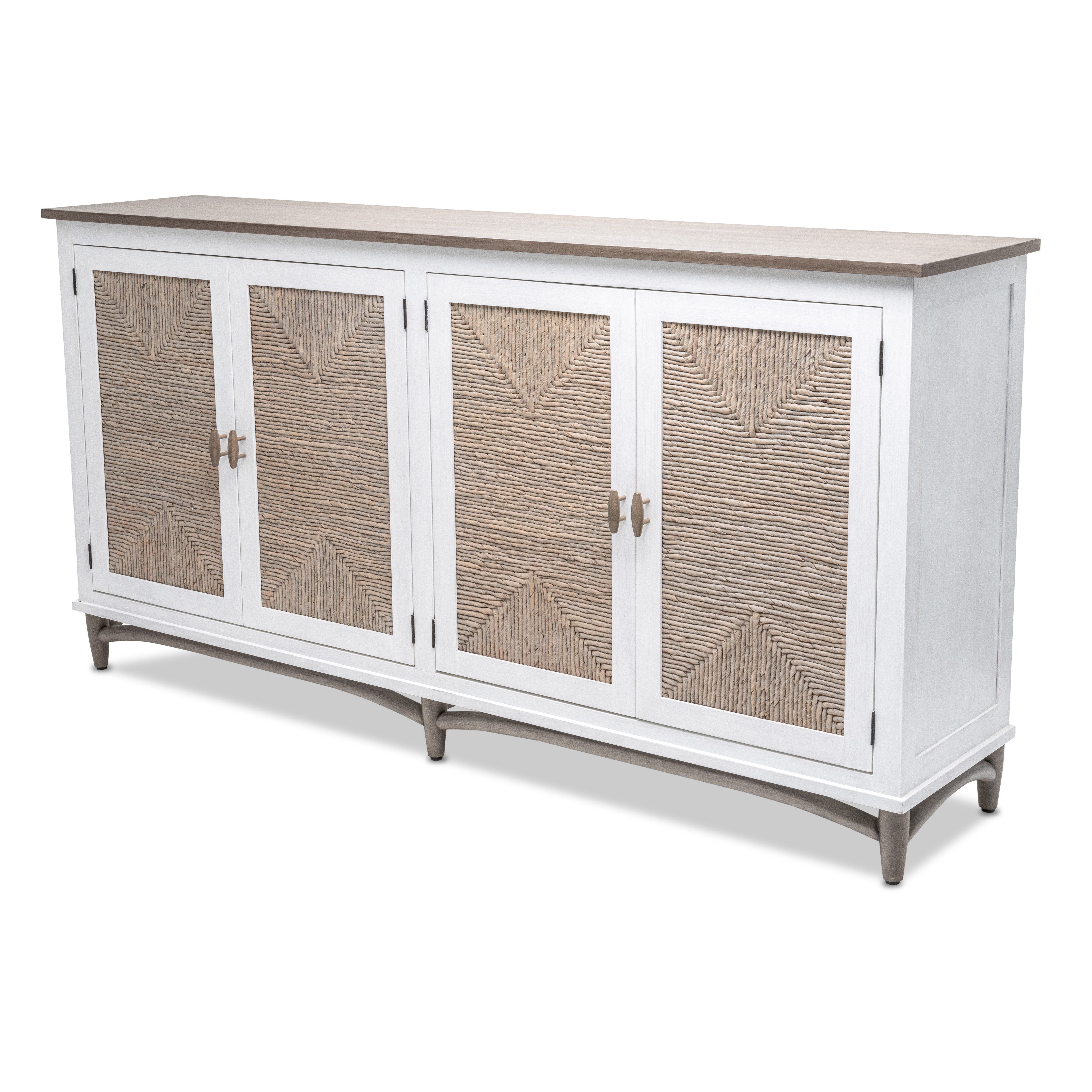 Sea Winds Port Royale White Tan 4 Door Credenza