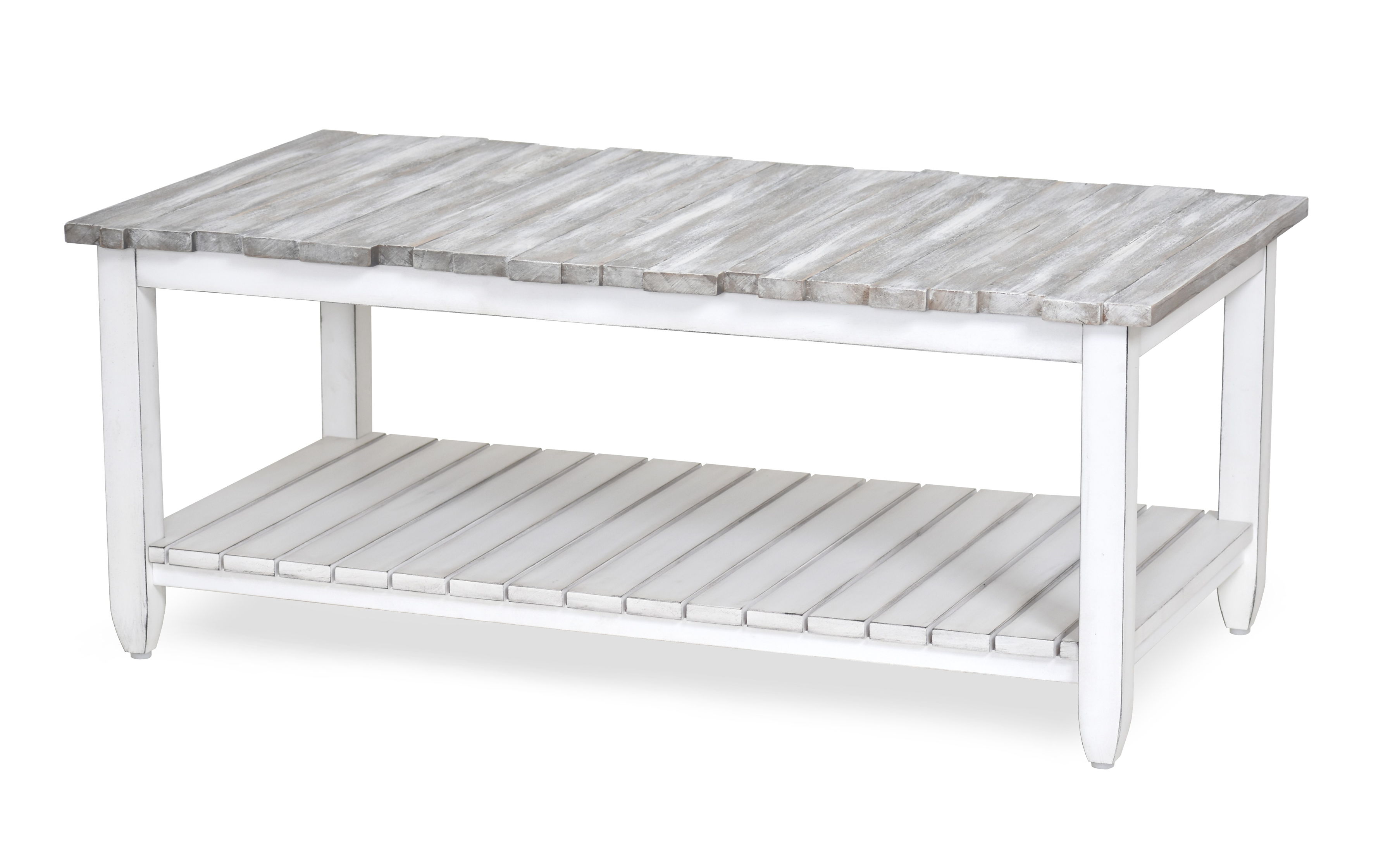 Sea Winds Picket Fence Gray White Coffee Table