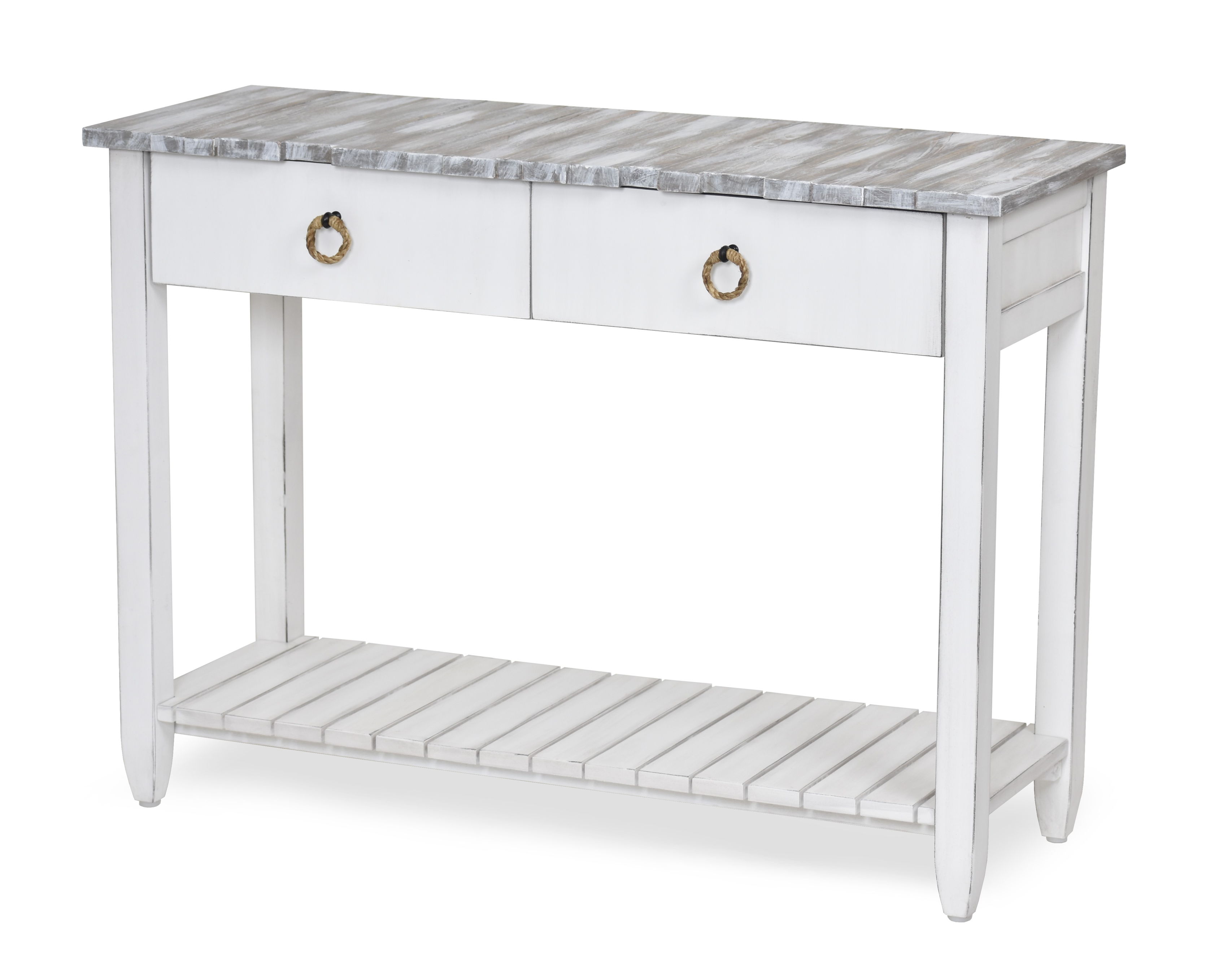 Sea Winds Picket Fence Gray White Console Table