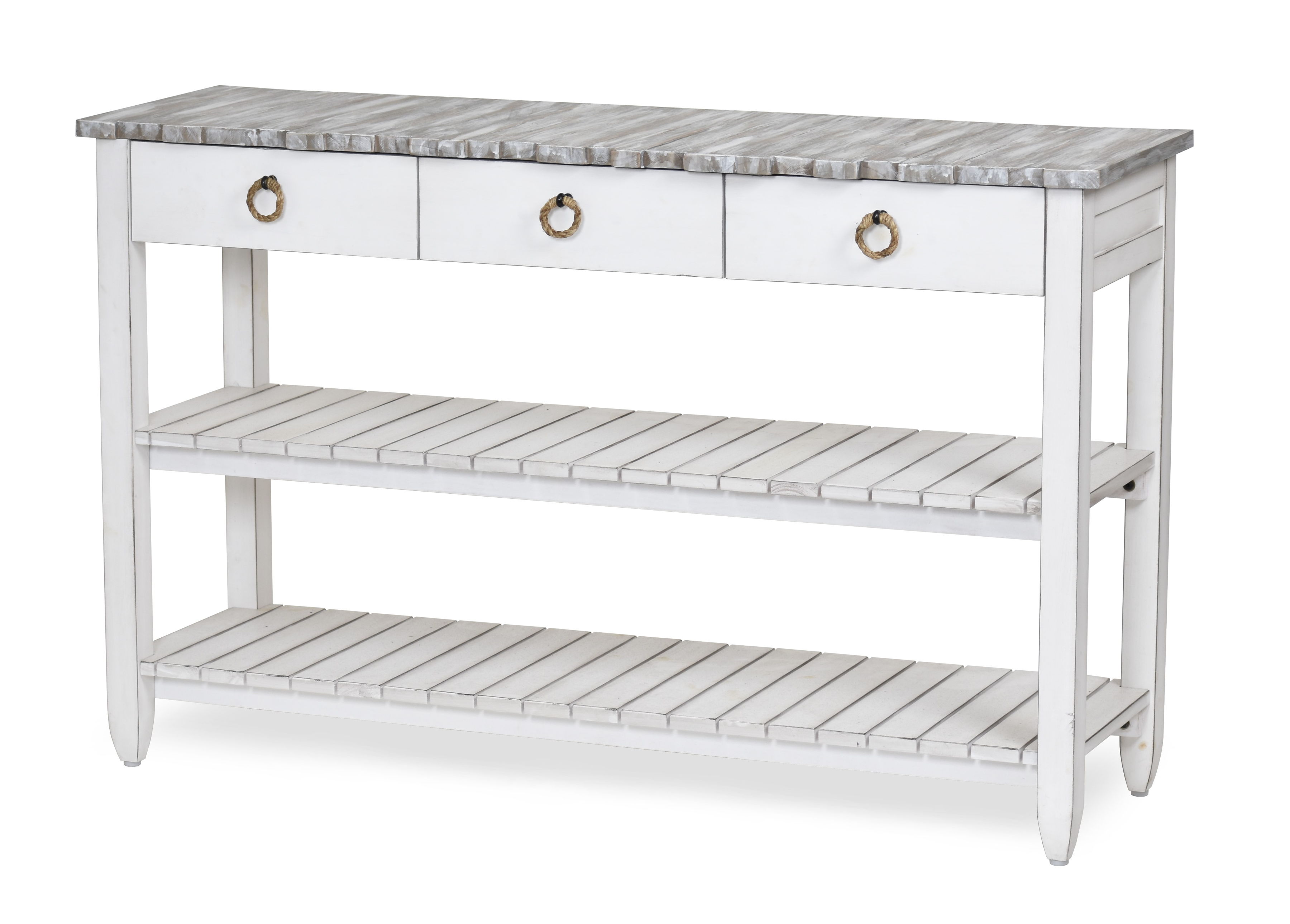 Sea Winds Picket Fence Gray White Entertainment TV Stand