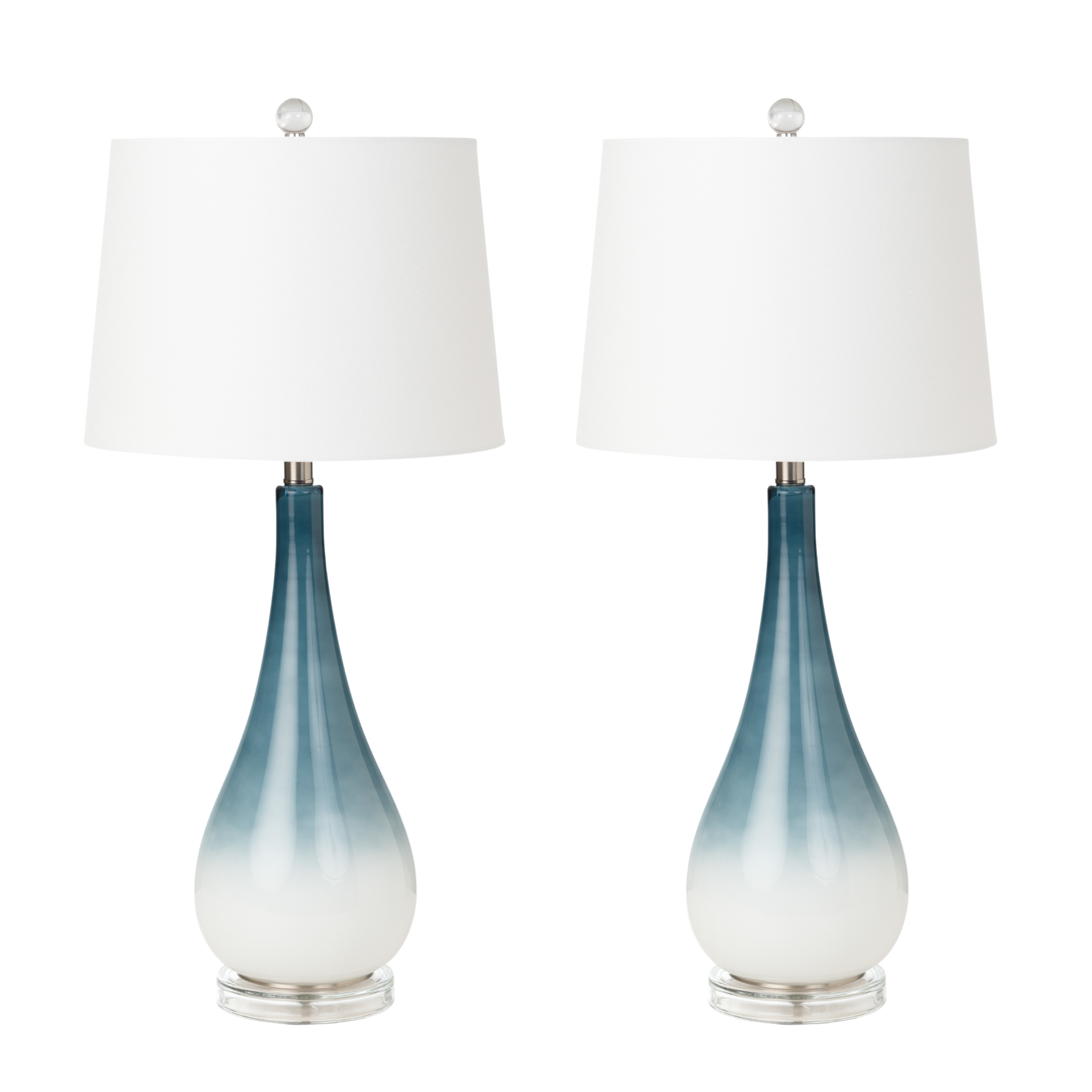 2 Sea Winds Lux Lighting Blue White 30.5 Inch Glass Table Lamps