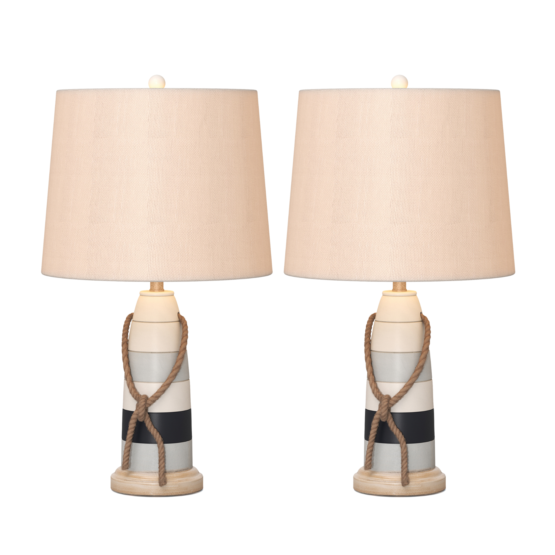 2 Sea Winds Lux Lighting Blue White 27 Inch Poly Coastal Table Lamps
