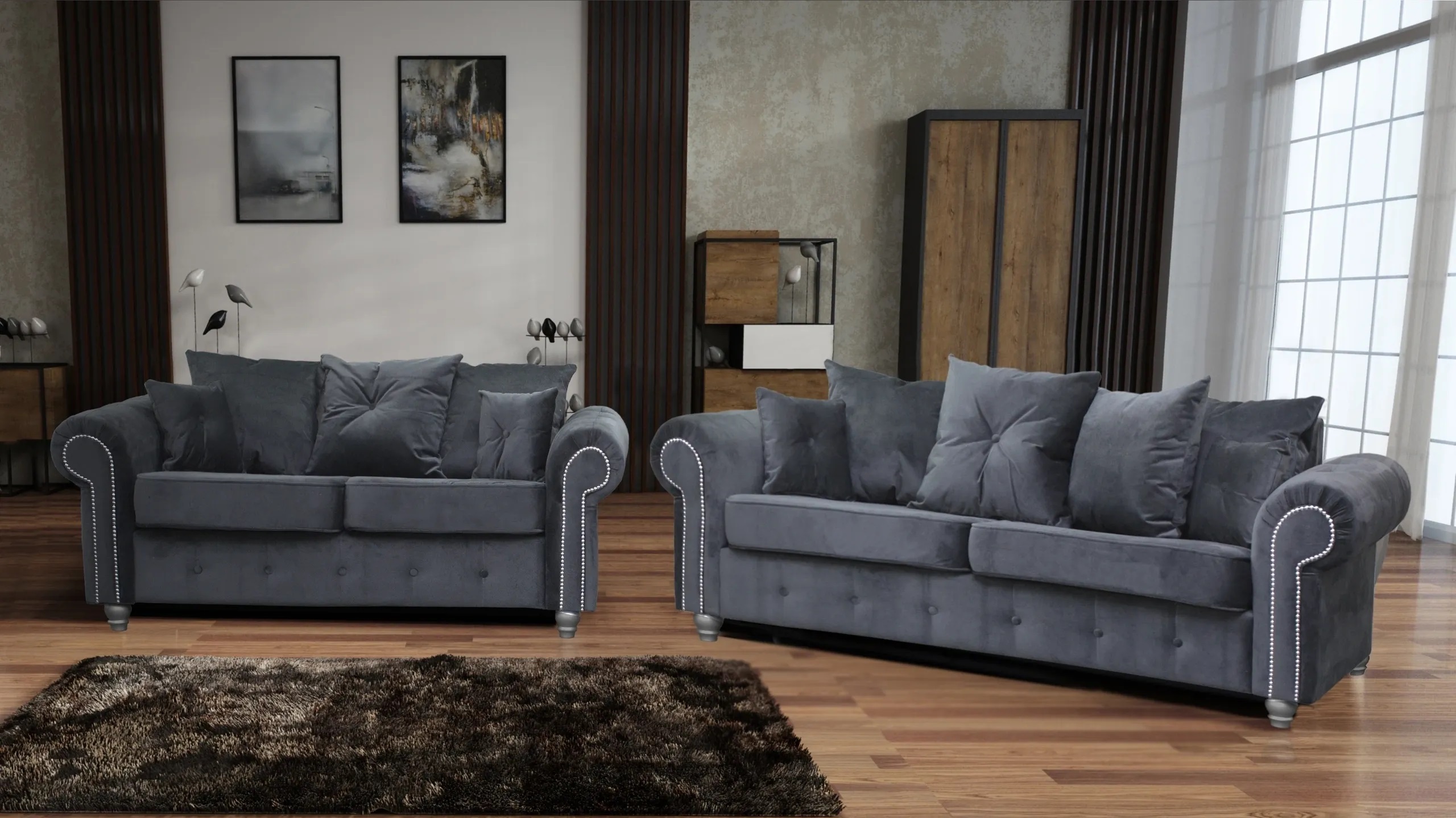Skyler Designs Ashley Gray Sofa and Loveseat Set