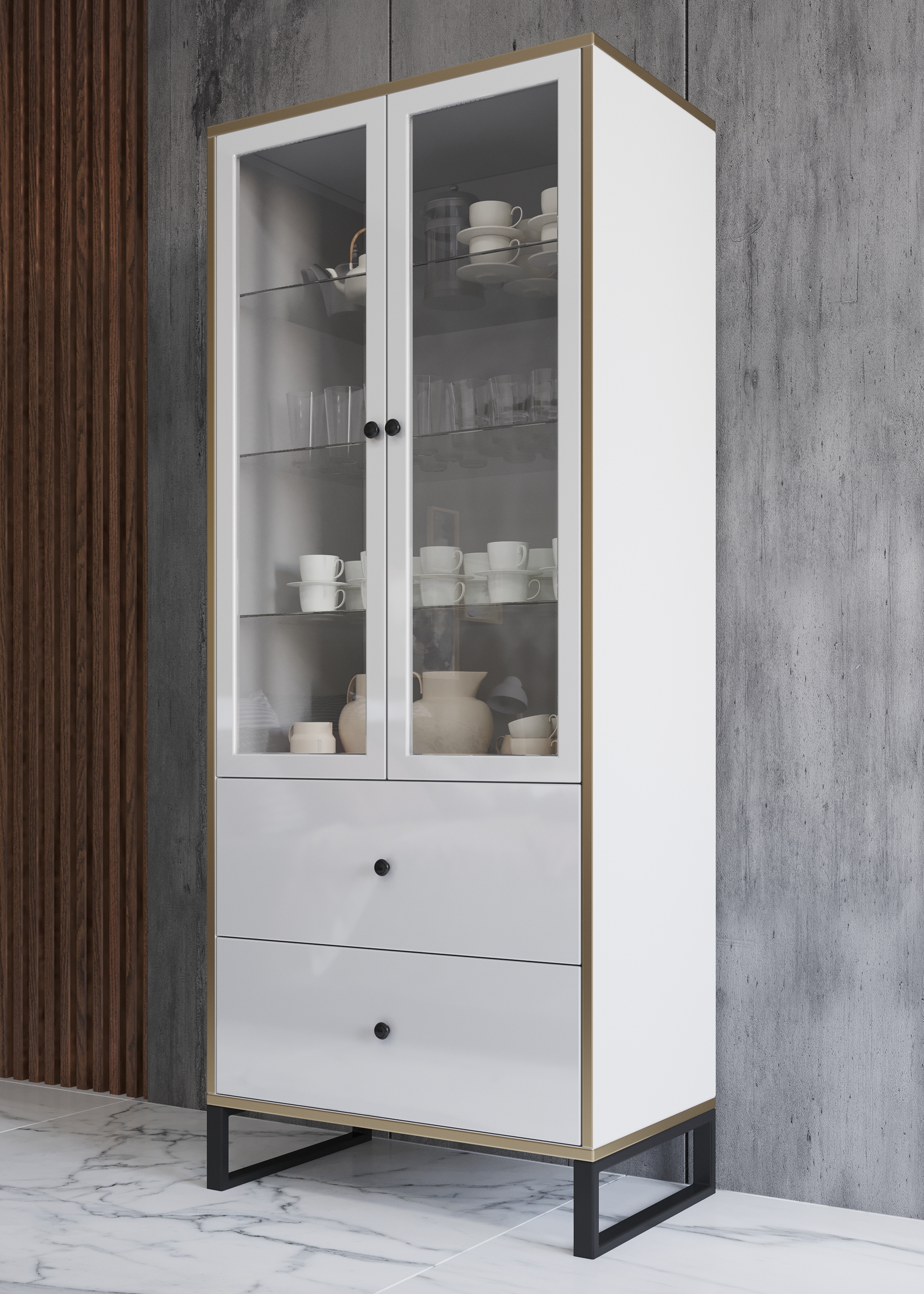 Skyler Designs Gloss White China Cabinet